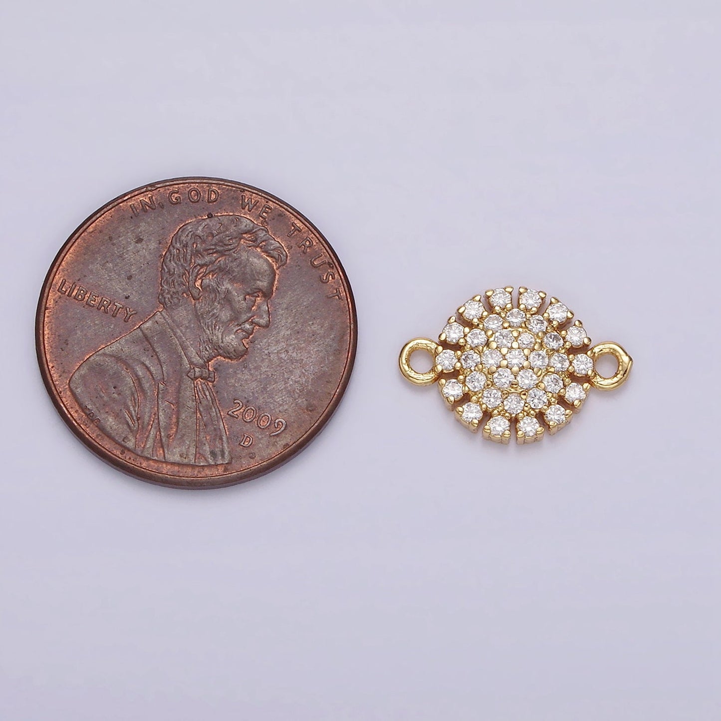 14K Gold Filled 9.5mm Clear Micro Paved CZ Round Connector | G723