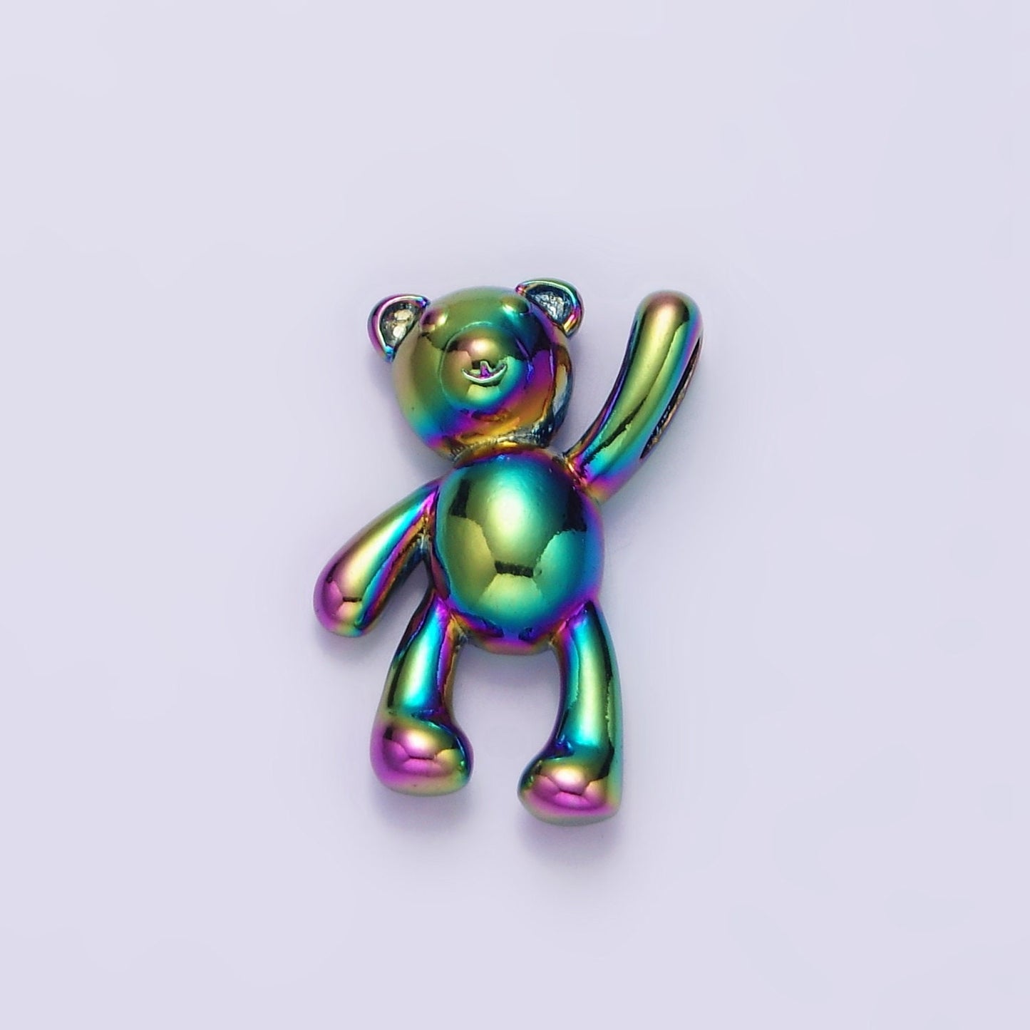 Stainless Steel 24mm ,17.5mm Iridescent Rainbow Holding On Teddy Bear Animal Pendant | P844 P845