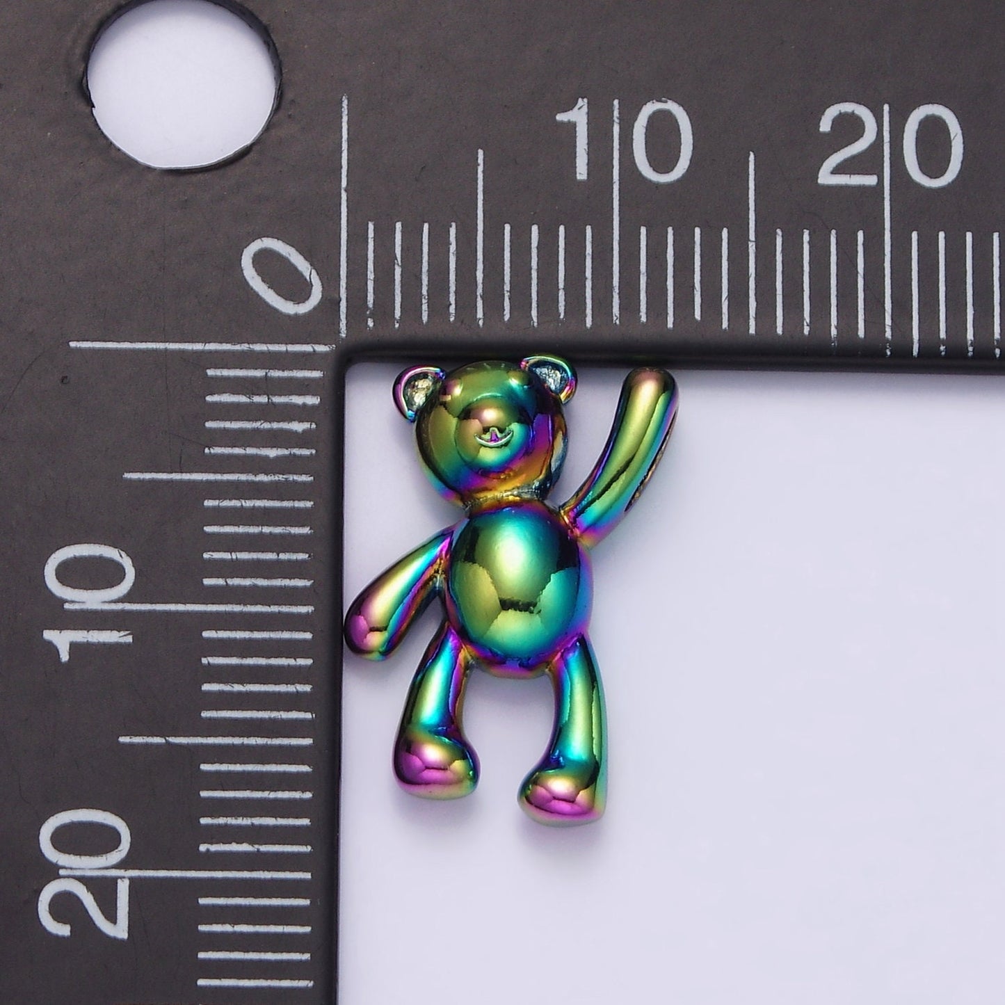 Stainless Steel 24mm ,17.5mm Iridescent Rainbow Holding On Teddy Bear Animal Pendant | P844 P845