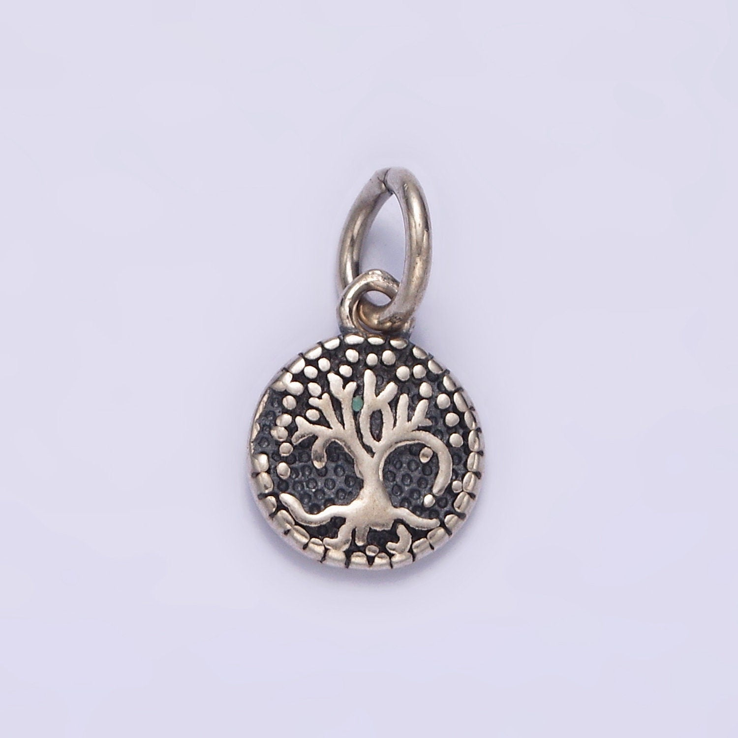 S925 Sterling Silver 8mm Nature Tree Leaf Round Add-On Charm | SL-384