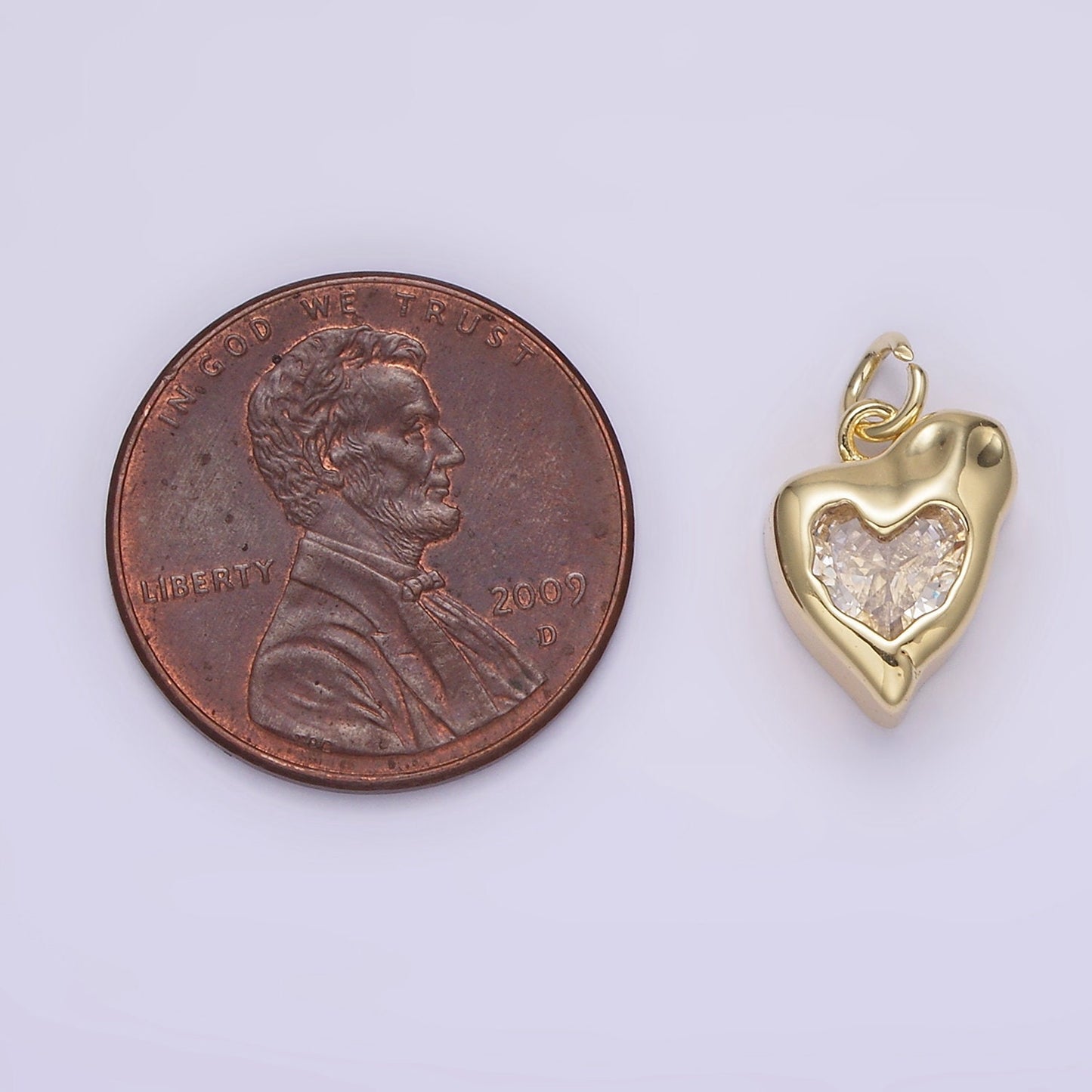 14K Gold Filled Clear Heart Melt Molten Drip Add-On Charm | AG223