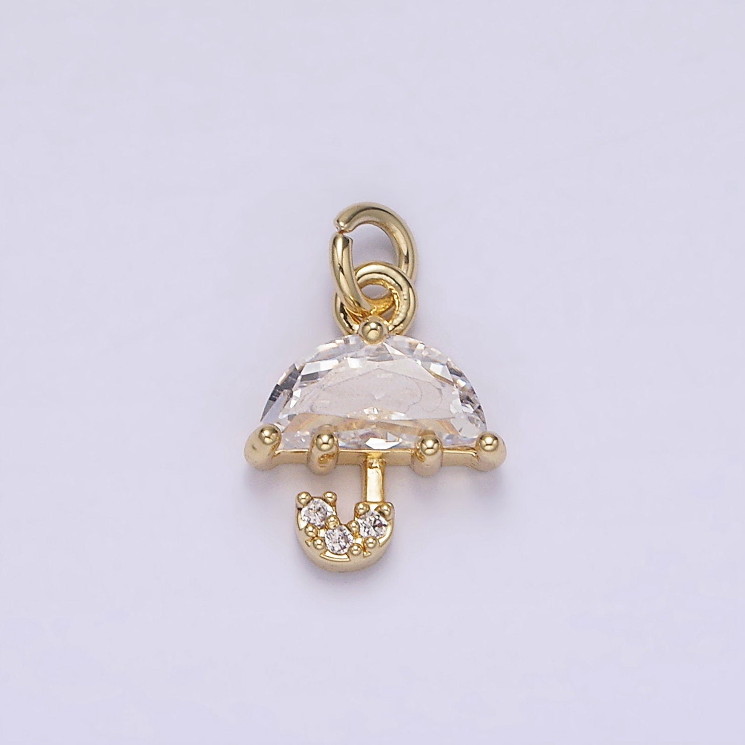 Mini 18K Gold Filled Umbrella Clear CZ Micro Paved Add-On Charm | AF-695