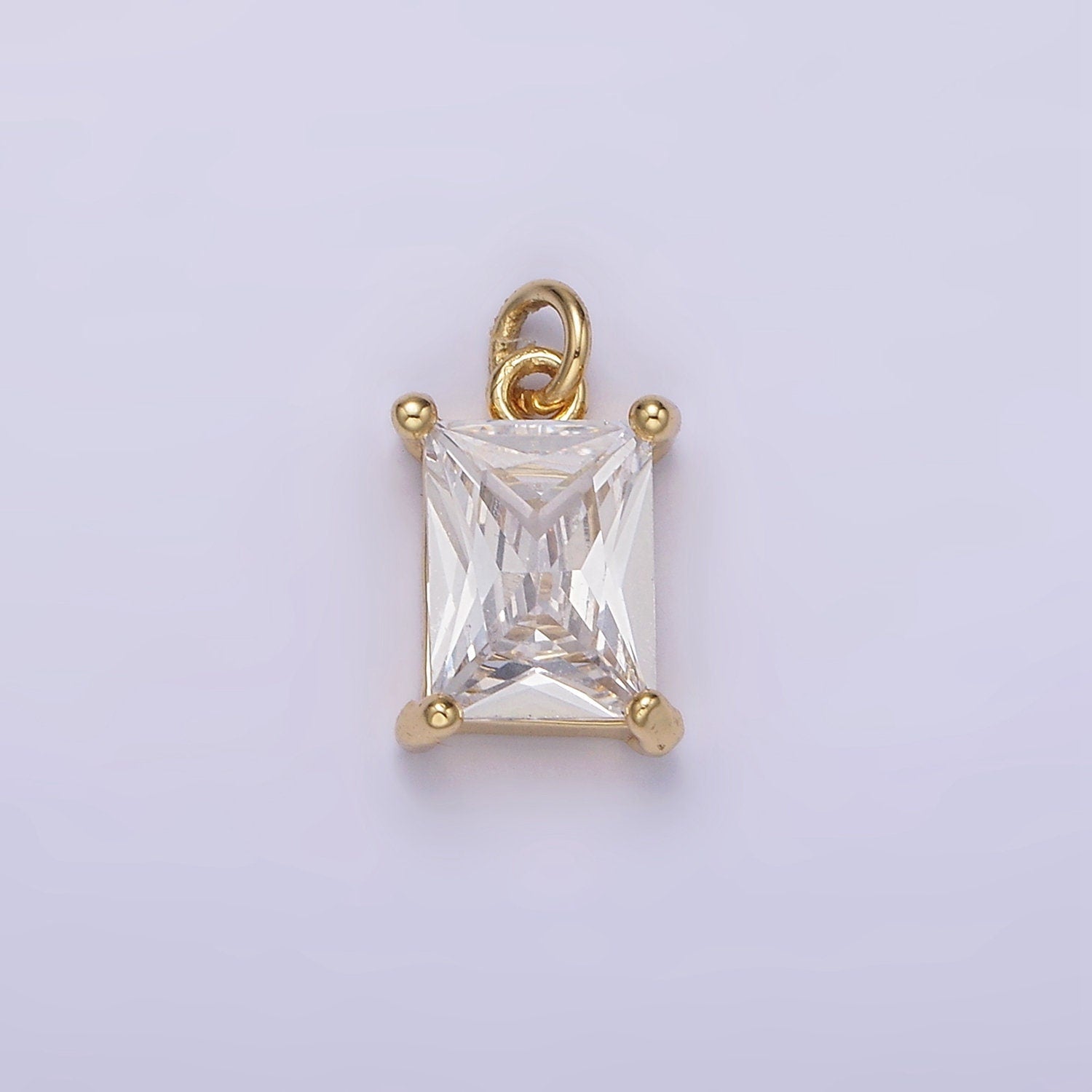 Dainty Emerald Cut Charm CZ gold filled set with cubic zirconia accent for Bracelet Necklace Earring Jewelry making AG269
