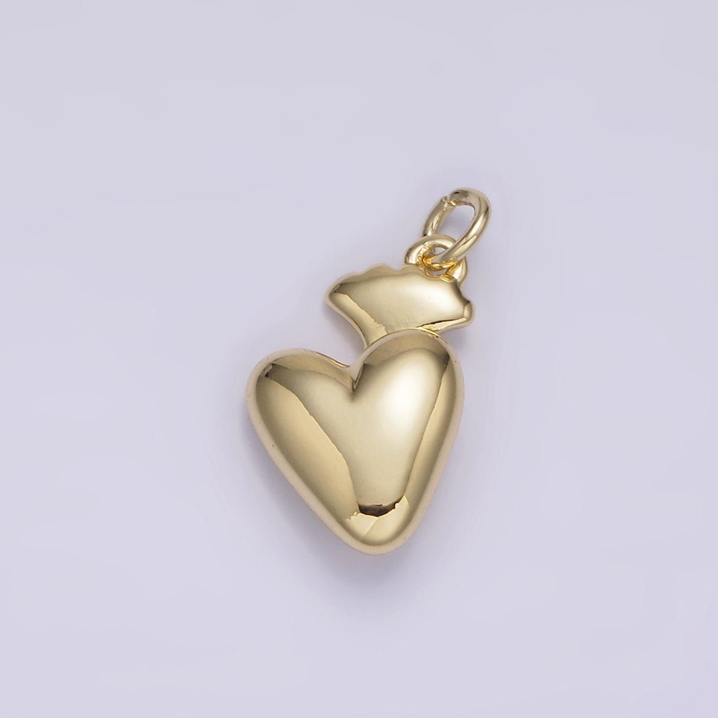 14K Gold Filled Heart Teardrop Fan Leaf Minimalist Puffed Charm | AG200