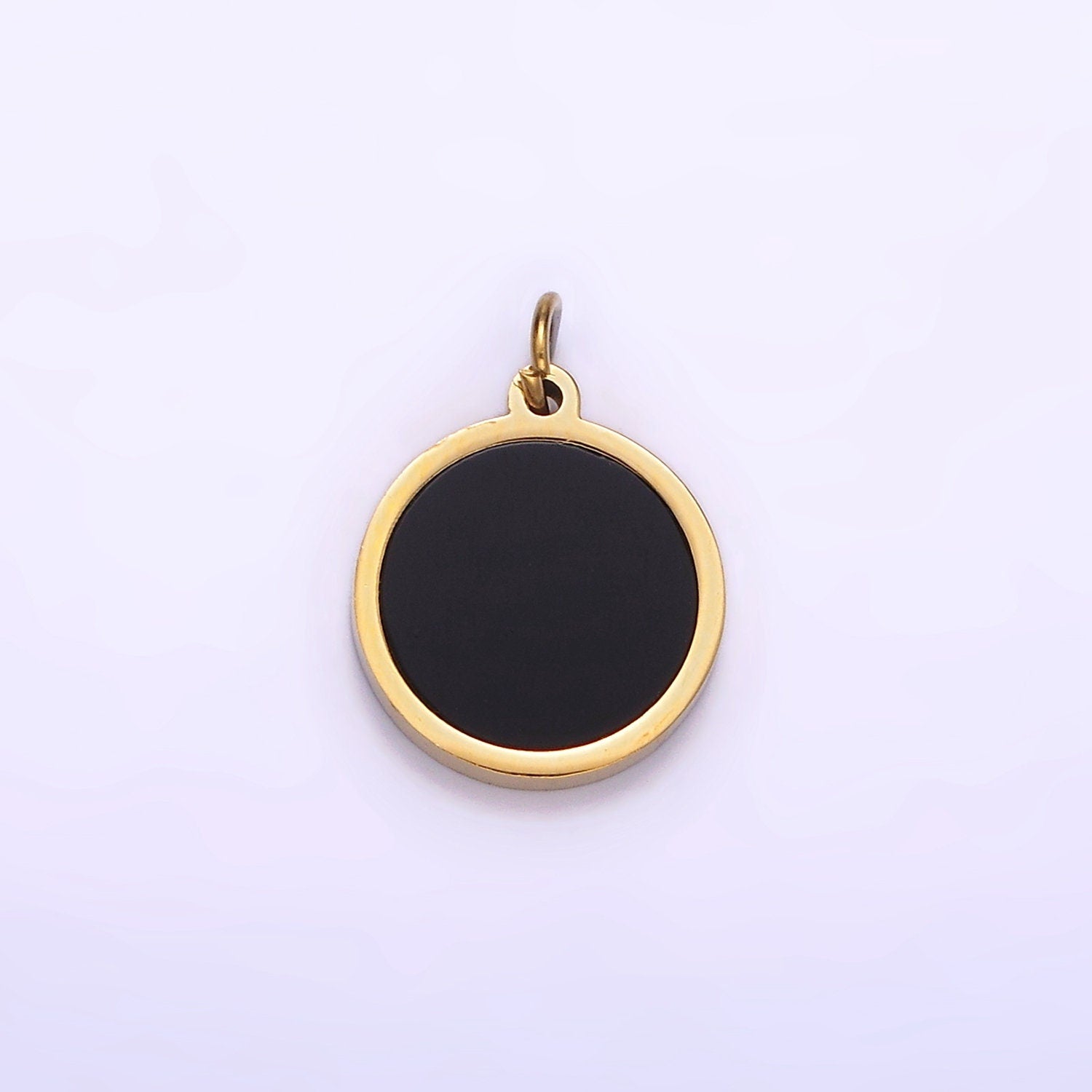 Stainless Steel 10mm Black Bezel Minimalist Charm for Men Jewelry Unisex Pendant for Necklace Bracelet | P1238