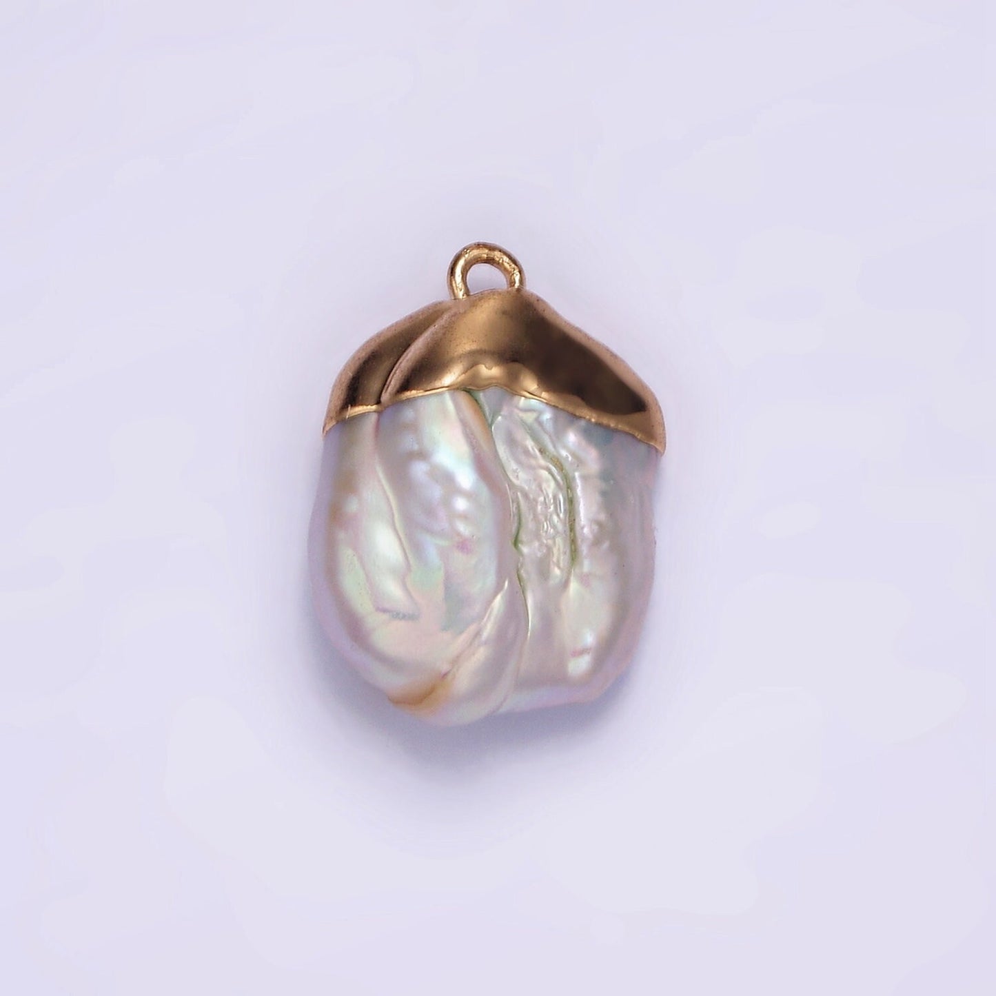 Dainty White Freeform Rectangle Baroque Pearl Charm with Gold Plated Edge Necklace Anklet Bracelet Earring Charm Supplies P-1615