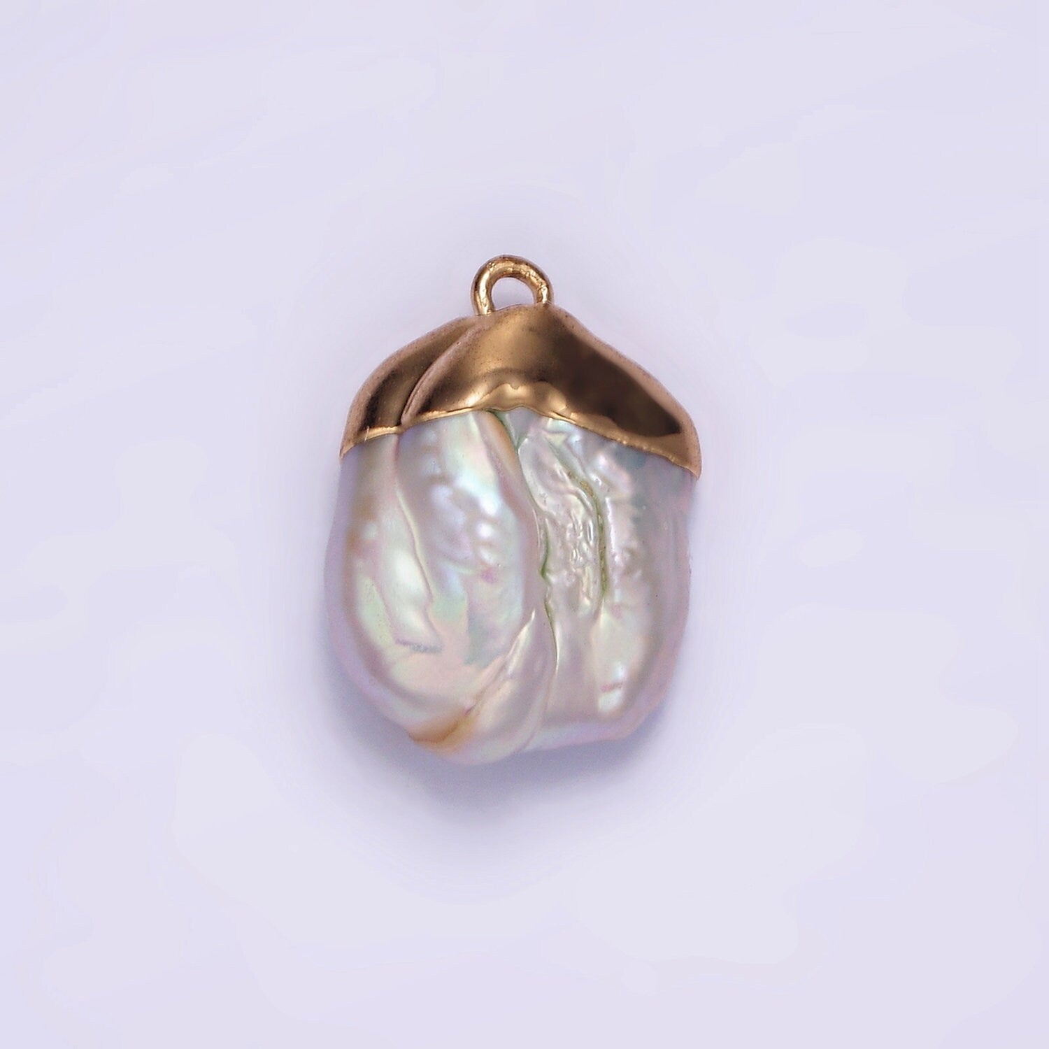 Dainty White Freeform Rectangle Baroque Pearl Charm with Gold Plated Edge Necklace Anklet Bracelet Earring Charm Supplies P-1615