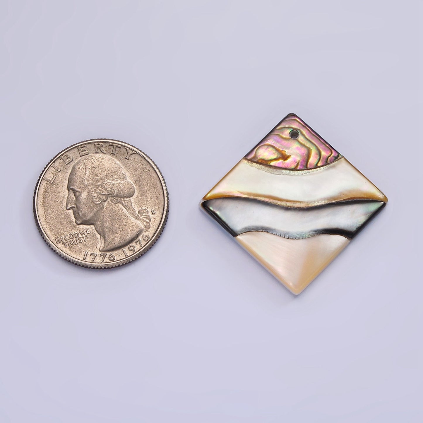 1x 35mmX35mm Natural Abalone shell Rhombus Charm Necklace Pendant Surfer Beach Mermaid Jewelry Inspired One of a Kind