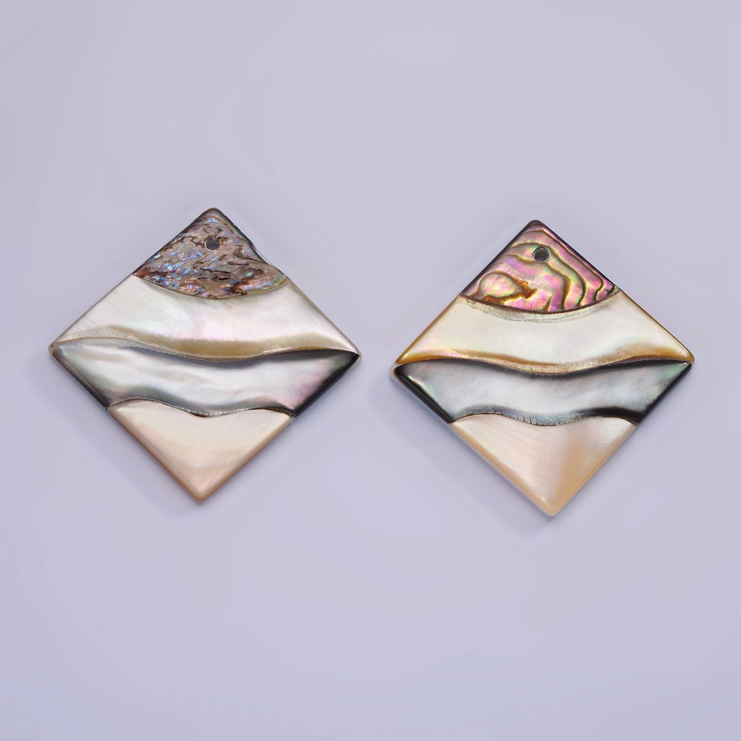 1x 35mmX35mm Natural Abalone shell Rhombus Charm Necklace Pendant Surfer Beach Mermaid Jewelry Inspired One of a Kind