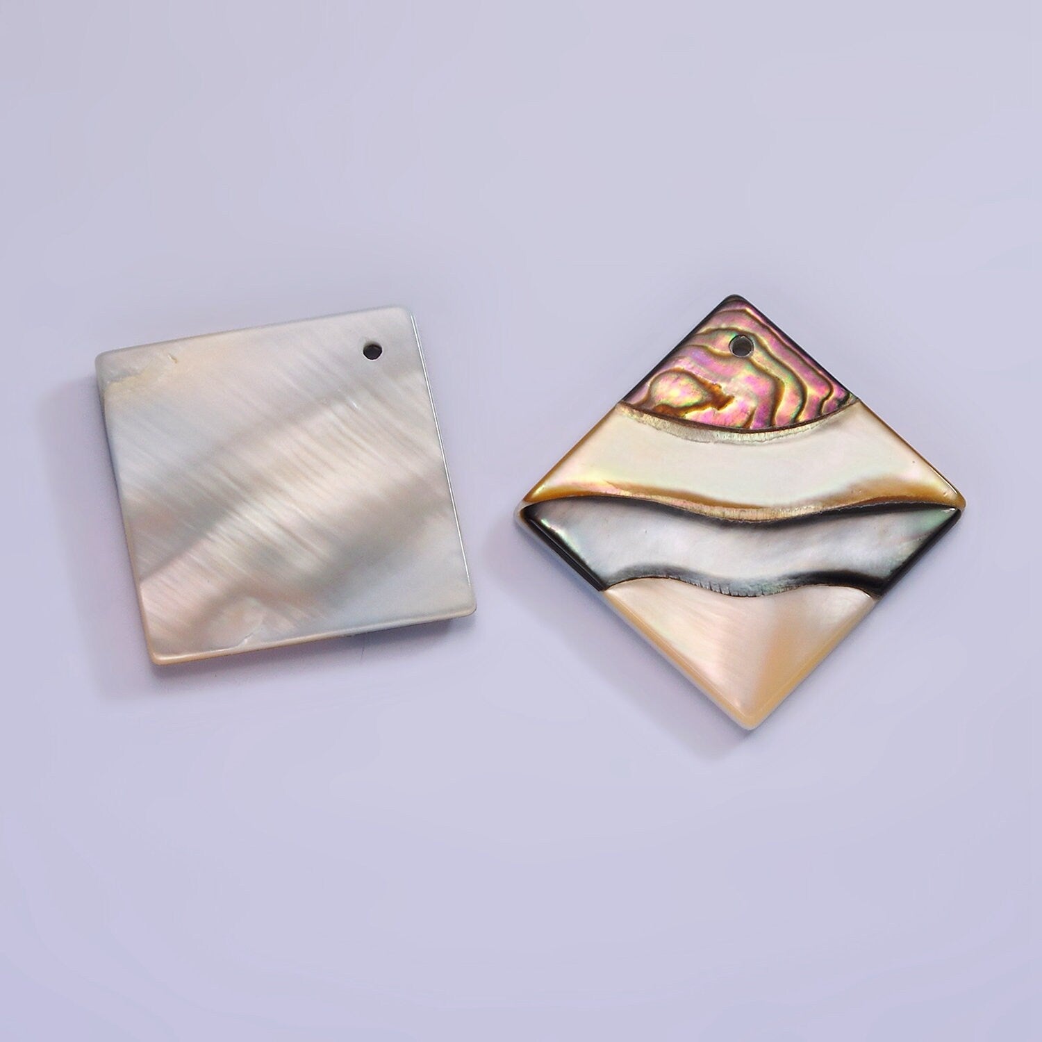 1x 35mmX35mm Natural Abalone shell Rhombus Charm Necklace Pendant Surfer Beach Mermaid Jewelry Inspired One of a Kind
