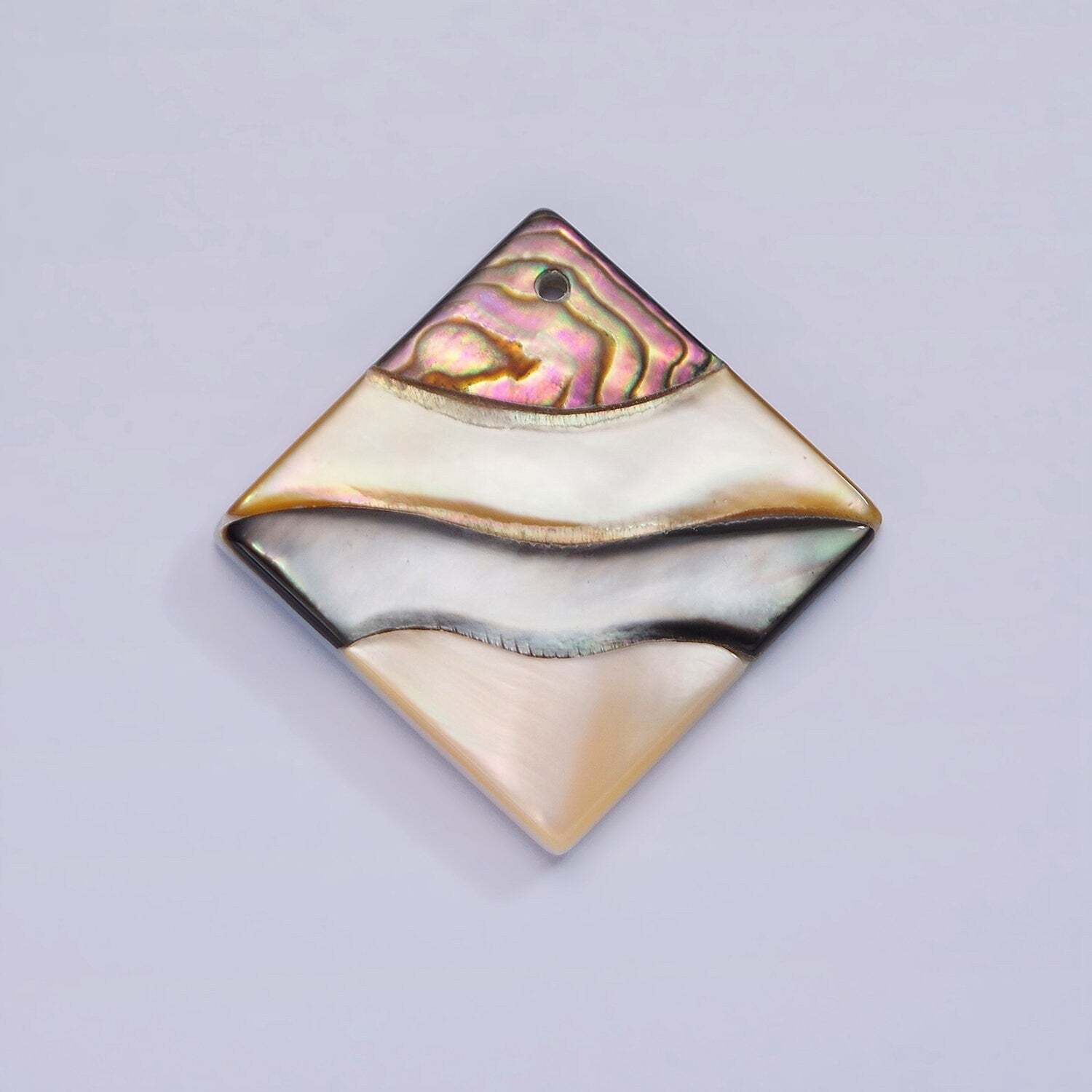 1x 35mmX35mm Natural Abalone shell Rhombus Charm Necklace Pendant Surfer Beach Mermaid Jewelry Inspired One of a Kind