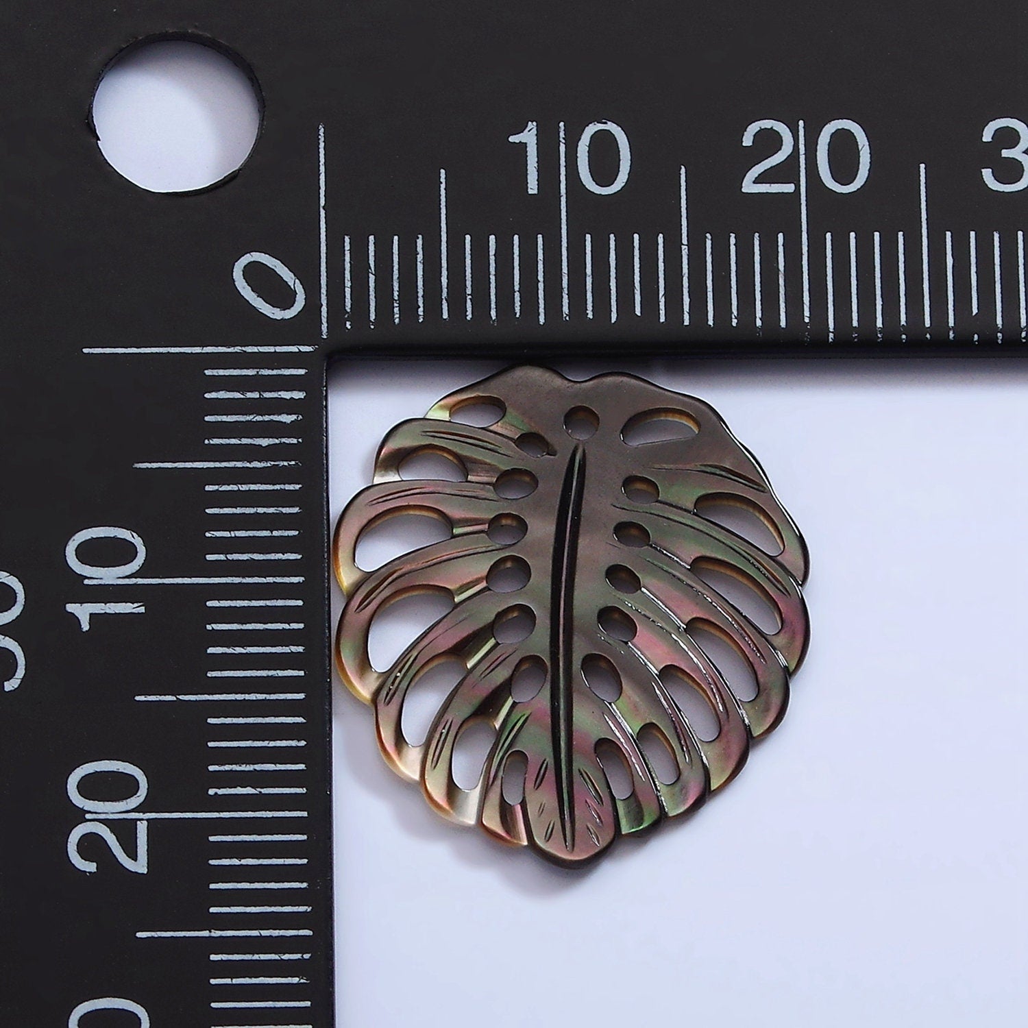 1x Dainty Black Abalone Monstera Leaf Pendants Carved Leaf Pendants for Statement Jewelry Necklace 20mm x 23mm