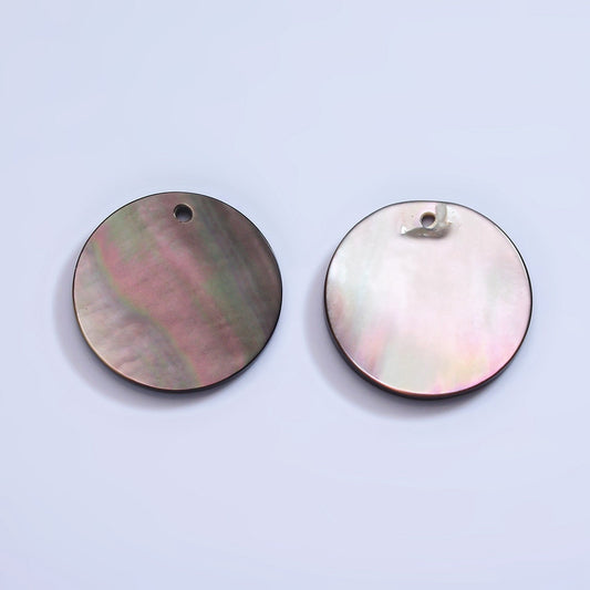 1x Natural black MOP mother of pearl shell round disc pendant Beach Mermaid Under The Sea Jewelry Inispired 20mm