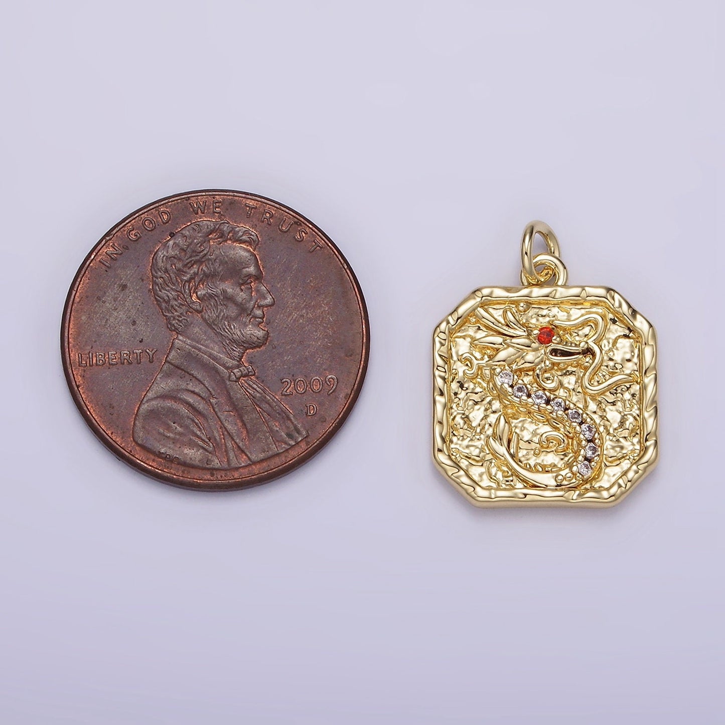 Dainty Tag Dragon Charm CZ Pave 14K Gold Filled Rustic Zodiac Animal Asian Dragon Pendant AG278