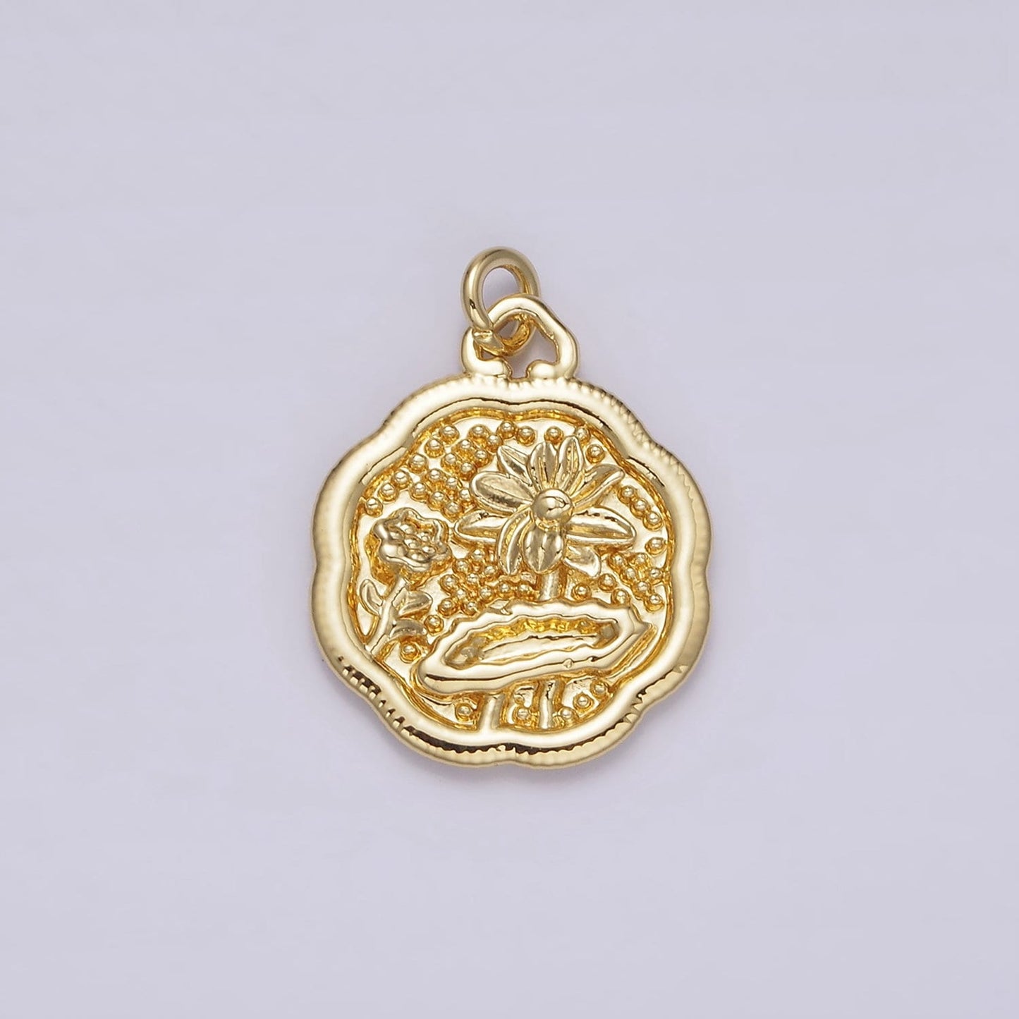 14K Gold Filled Flower Oasis Nature Decorative Edge Charm | AG275