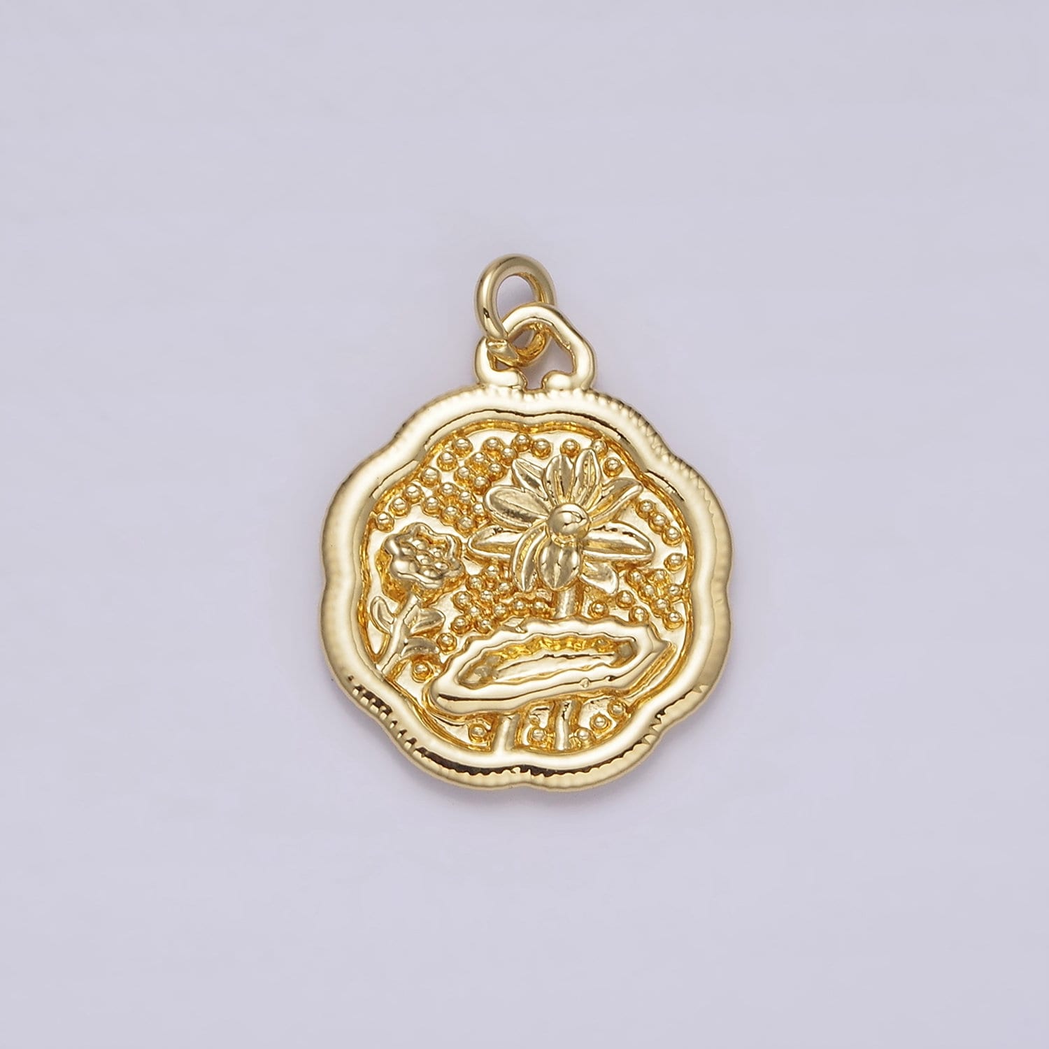 14K Gold Filled Flower Oasis Nature Decorative Edge Charm | AG275