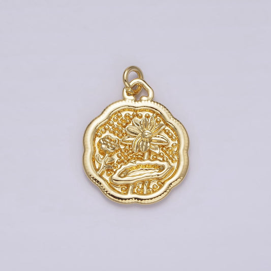14K Gold Filled Flower Oasis Nature Decorative Edge Charm | AG275