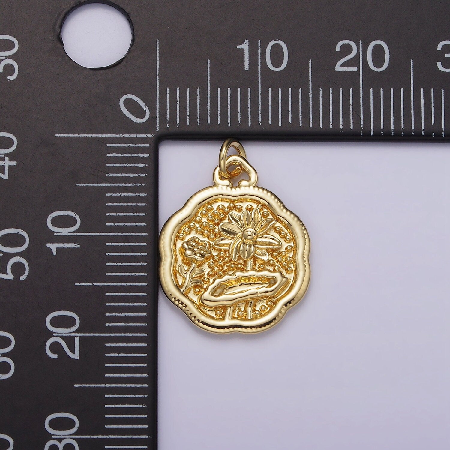 14K Gold Filled Flower Oasis Nature Decorative Edge Charm | AG275