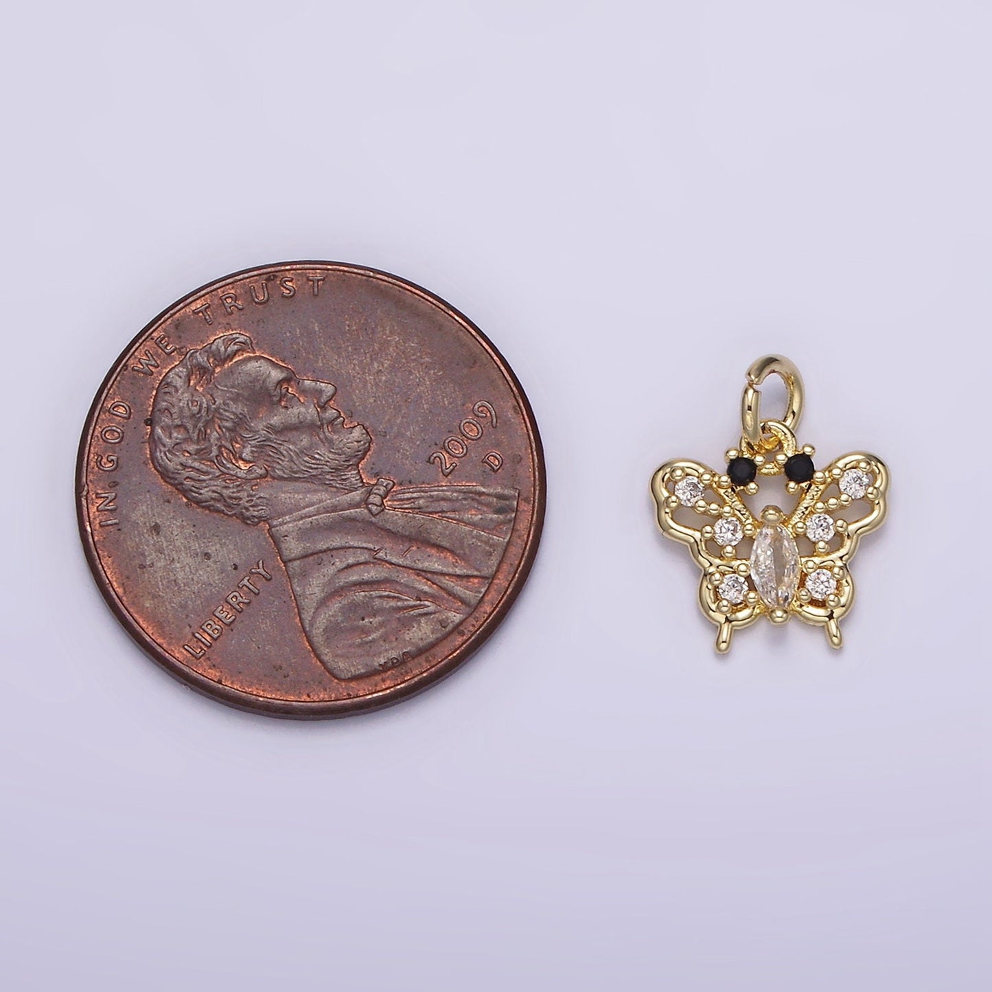 Tiny Butterfly Charm with Black Eye Cz Mariposa Charm Mini Monarch Pendant Insect Lover for Minimalist jewelry AG-241