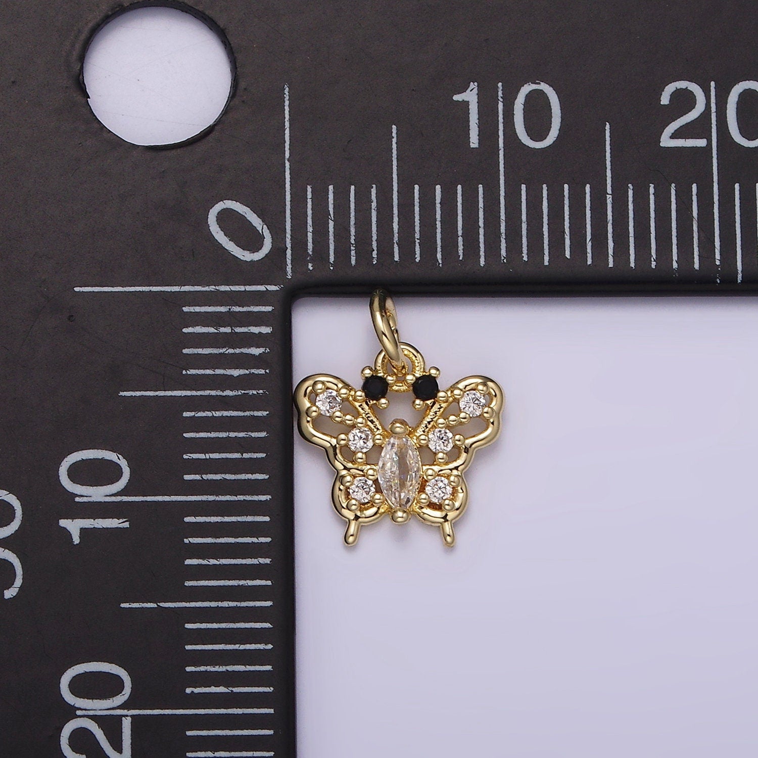 Tiny Butterfly Charm with Black Eye Cz Mariposa Charm Mini Monarch Pendant Insect Lover for Minimalist jewelry AG-241