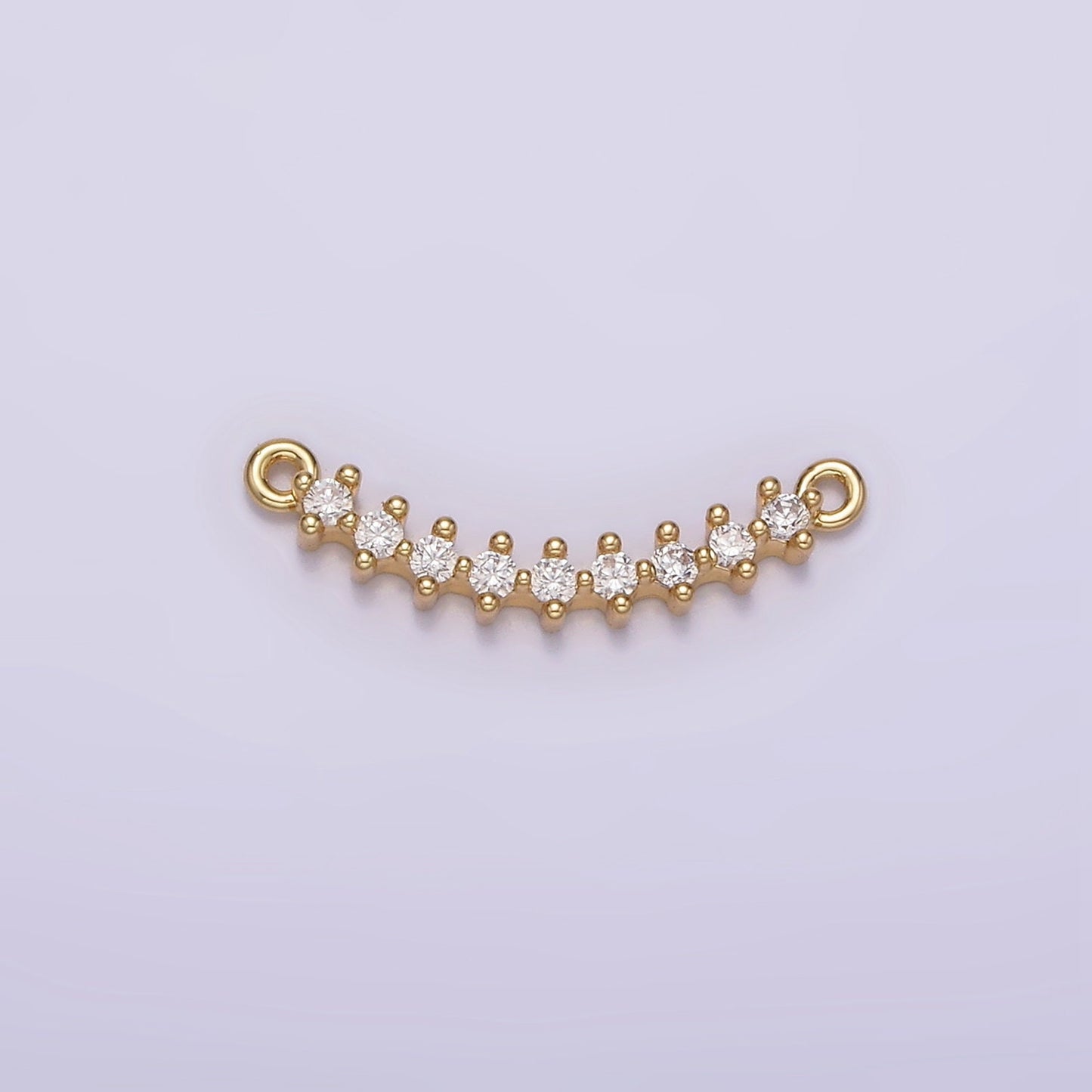 Gold Curve Charm connector Cubic Zirconia Link Connector for Minimalist Bracelet Necklace G-076