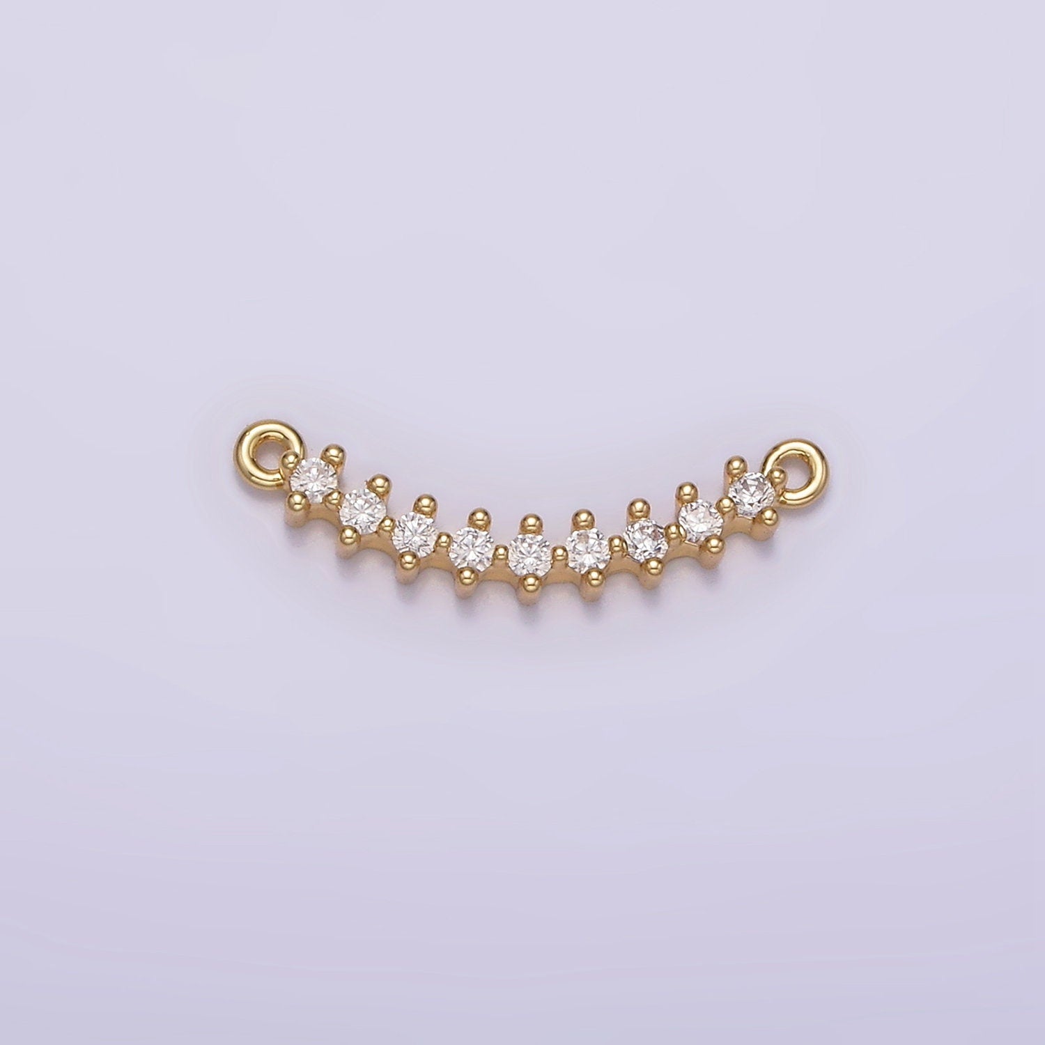 Gold Curve Charm connector Cubic Zirconia Link Connector for Minimalist Bracelet Necklace G-076