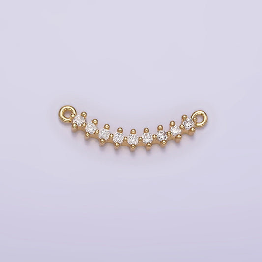 Gold Curve Charm connector Cubic Zirconia Link Connector for Minimalist Bracelet Necklace G-076
