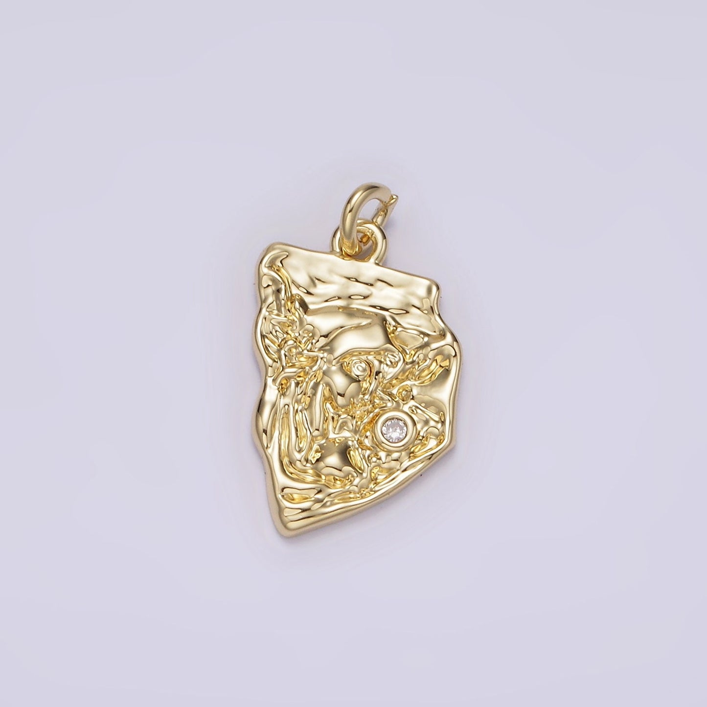 14K Gold Filled Clear CZ Hammered Abstract Princess Charm | AG305