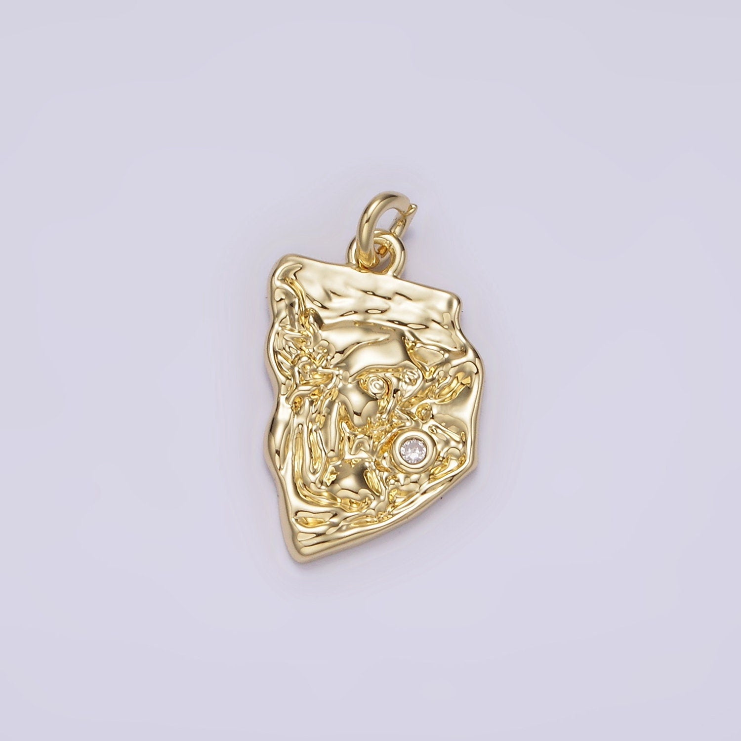14K Gold Filled Clear CZ Hammered Abstract Princess Charm | AG305