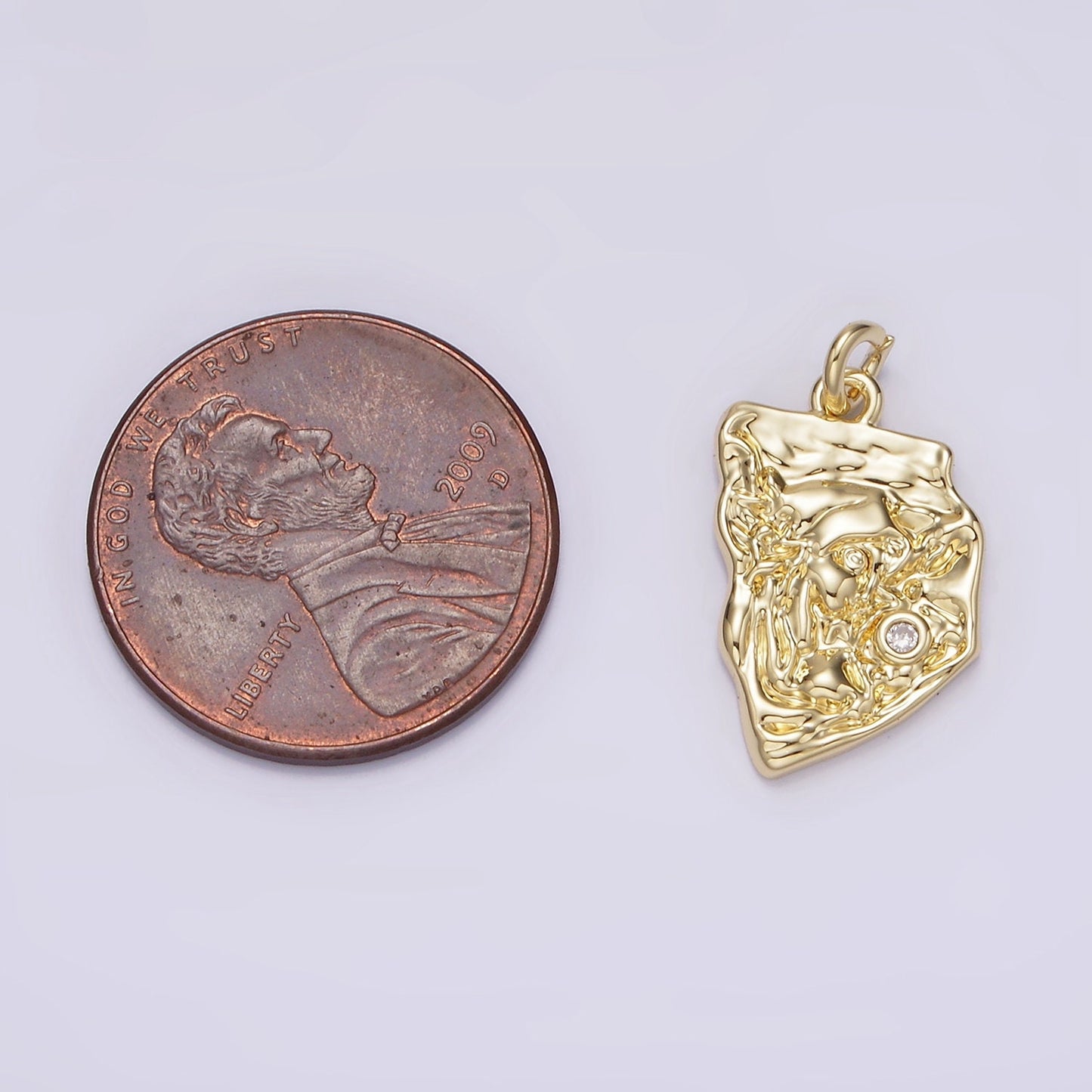 14K Gold Filled Clear CZ Hammered Abstract Princess Charm | AG305