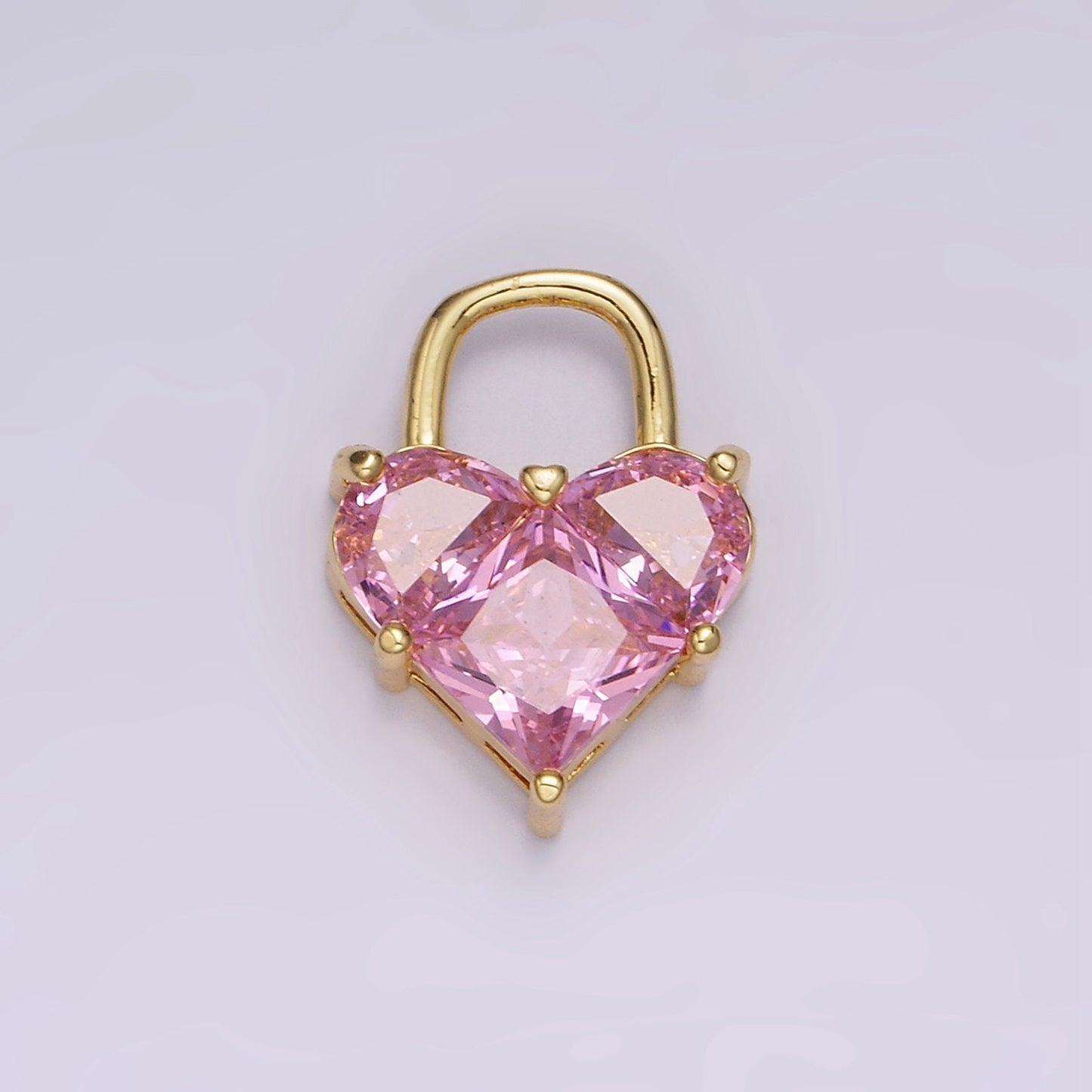 14K Gold Filled Pink Pixelated Heart Locket Charm in Gold & Silver | AG286 AG287