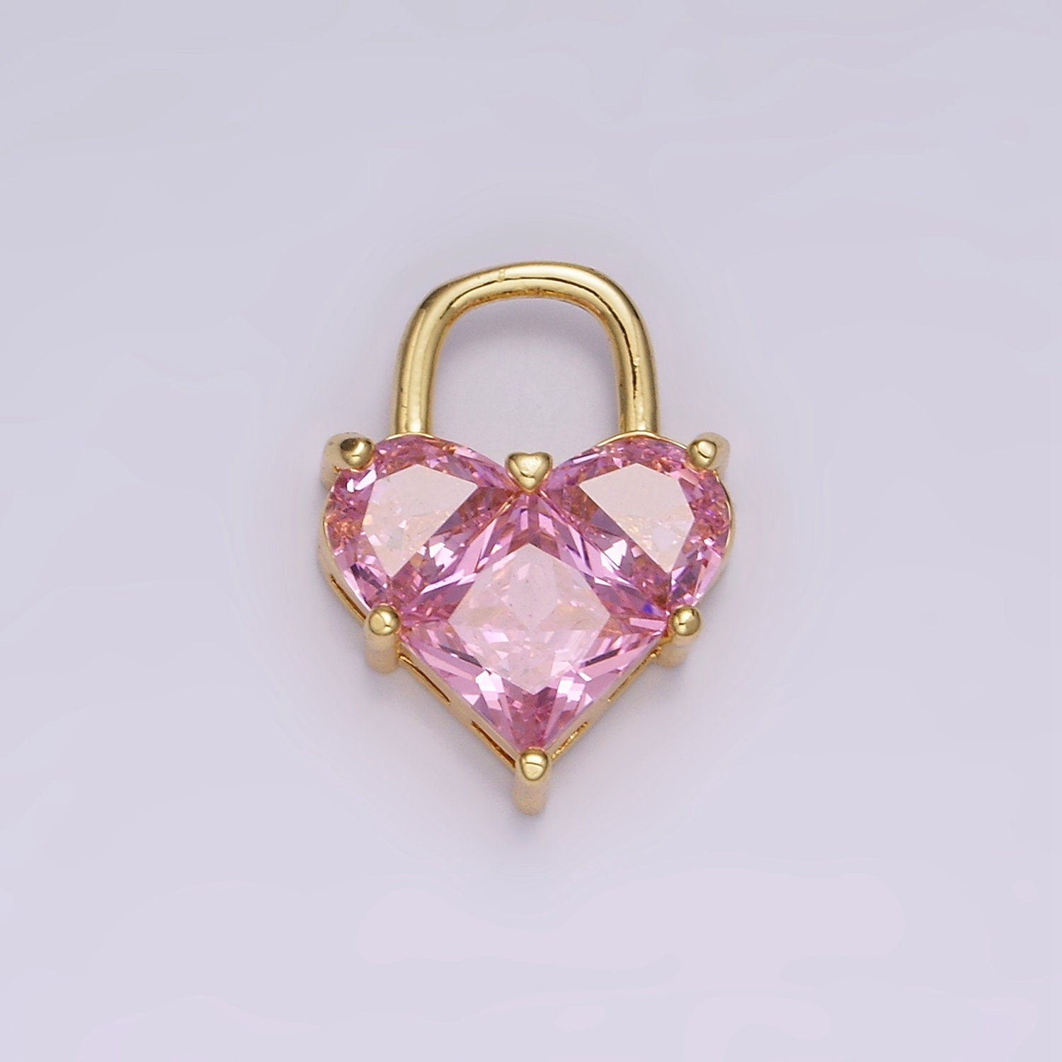 14K Gold Filled Pink Pixelated Heart Locket Charm in Gold & Silver | AG286 AG287