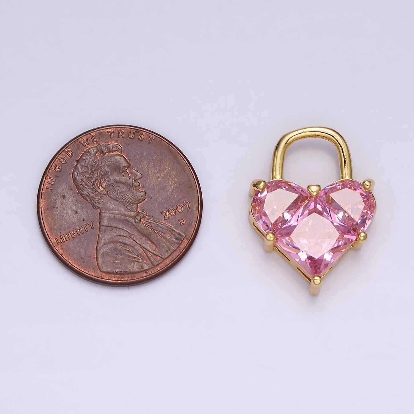 14K Gold Filled Pink Pixelated Heart Locket Charm in Gold & Silver | AG286 AG287
