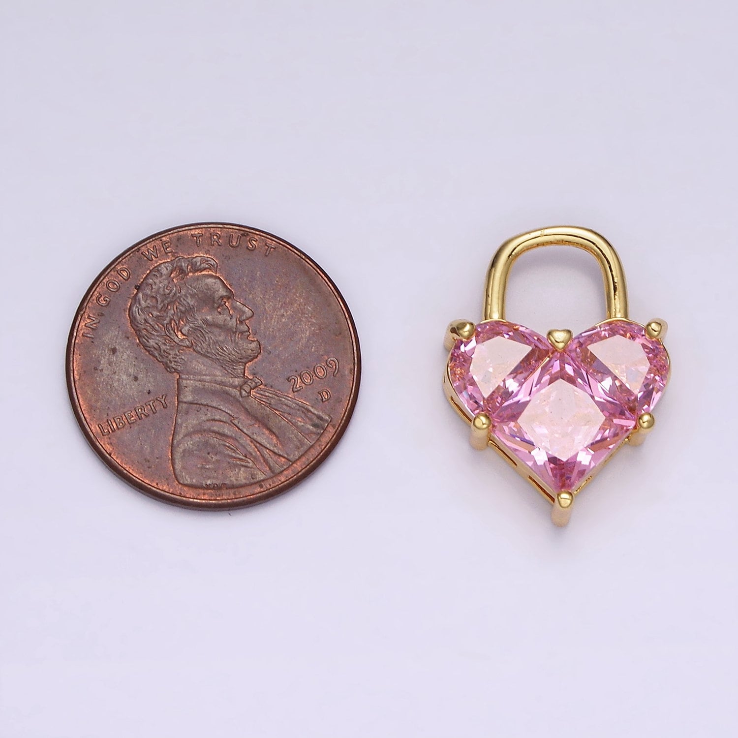 14K Gold Filled Pink Pixelated Heart Locket Charm in Gold & Silver | AG286 AG287