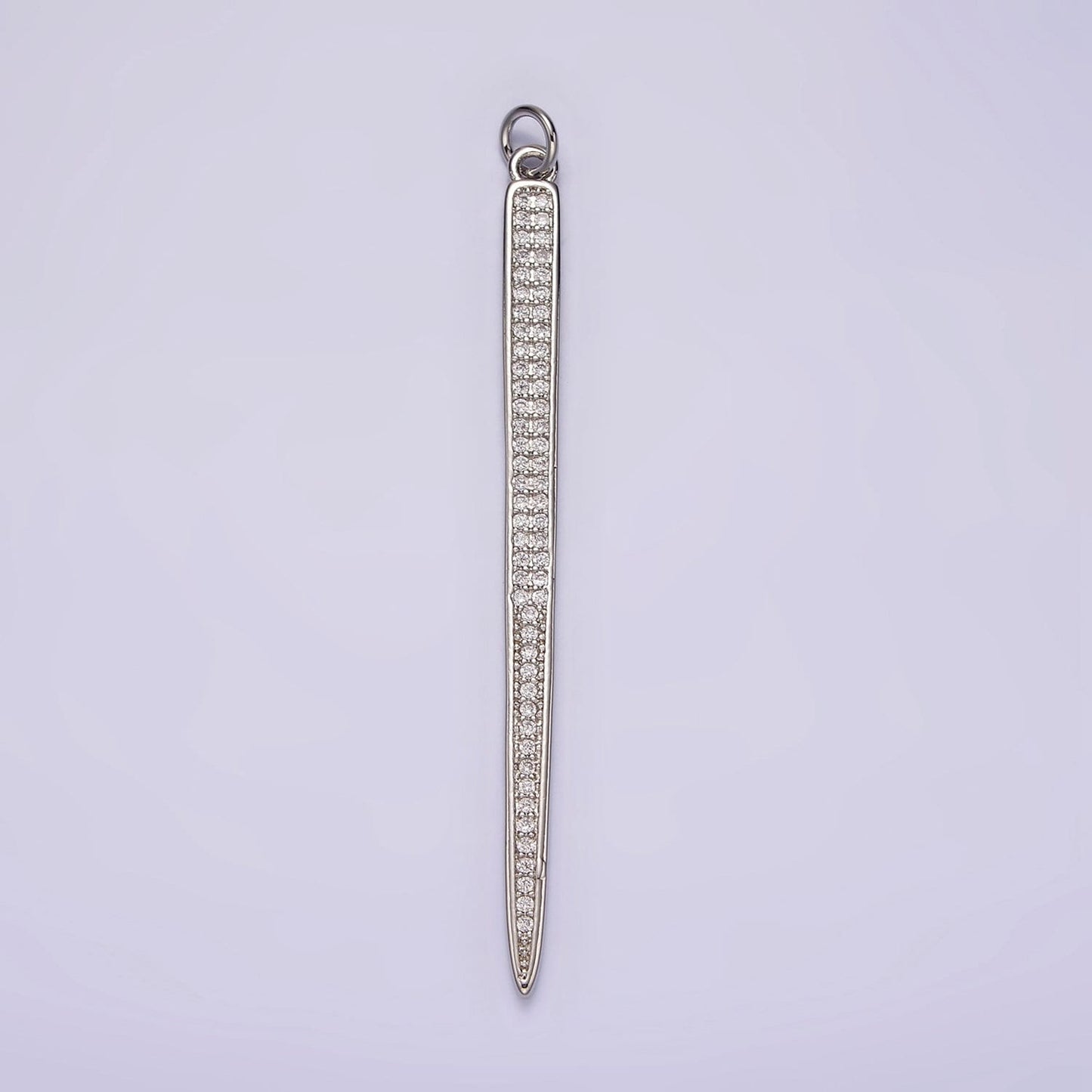 14K Gold Filled 55.5mm Clear Micro Paved CZ Linear Bar Charm in Silver & Gold | AG385 AG386