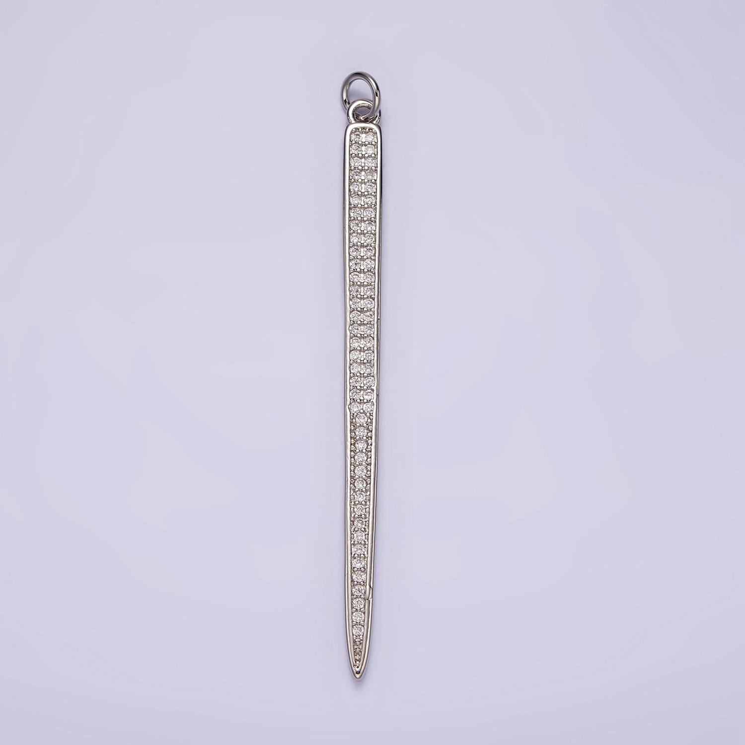 14K Gold Filled 55.5mm Clear Micro Paved CZ Linear Bar Charm in Silver & Gold | AG385 AG386