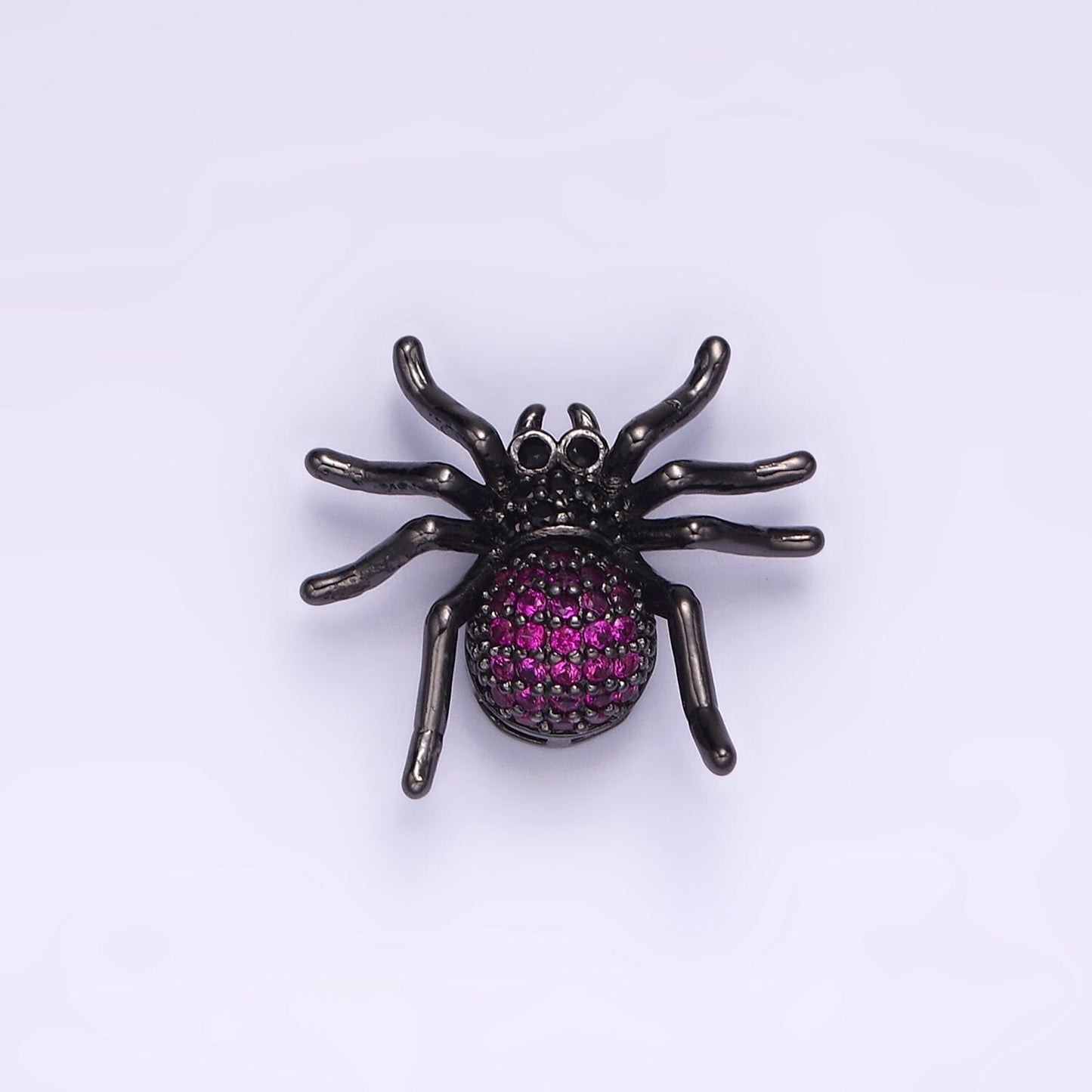 1x Mini Gold CZ Spider Charms Fuschia Cubic Zirconia Halloween Jewelry Inspired Pendant for Emo Bracelet Necklace Component N1845