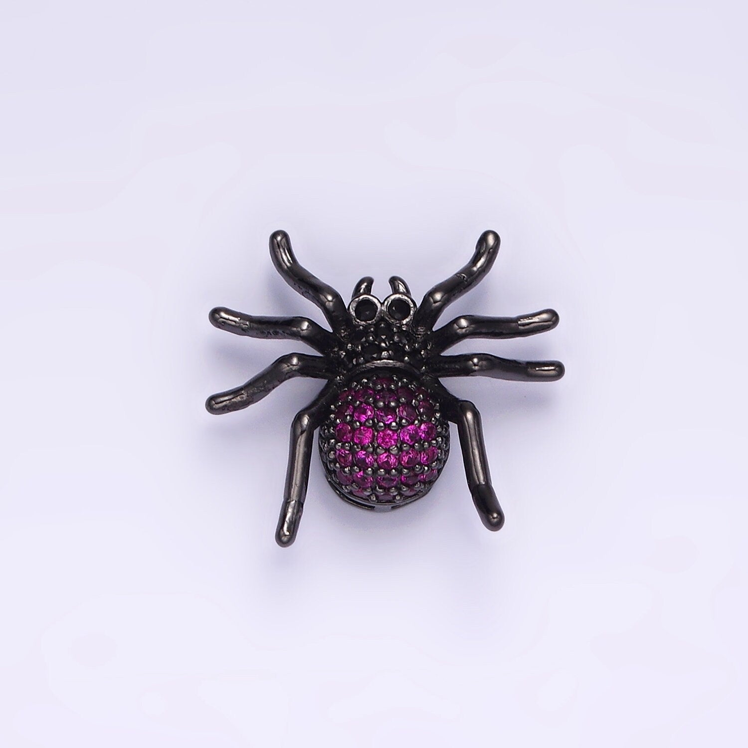 1x Mini Gold CZ Spider Charms Fuschia Cubic Zirconia Halloween Jewelry Inspired Pendant for Emo Bracelet Necklace Component N1845