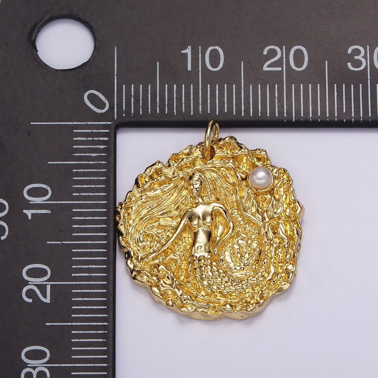 Pearl Gorgeous Mermaid Medallion Pendant, Mermaid Coin Necklace Charm Rustic Sea princess Goddess Pendant AG152 AG153
