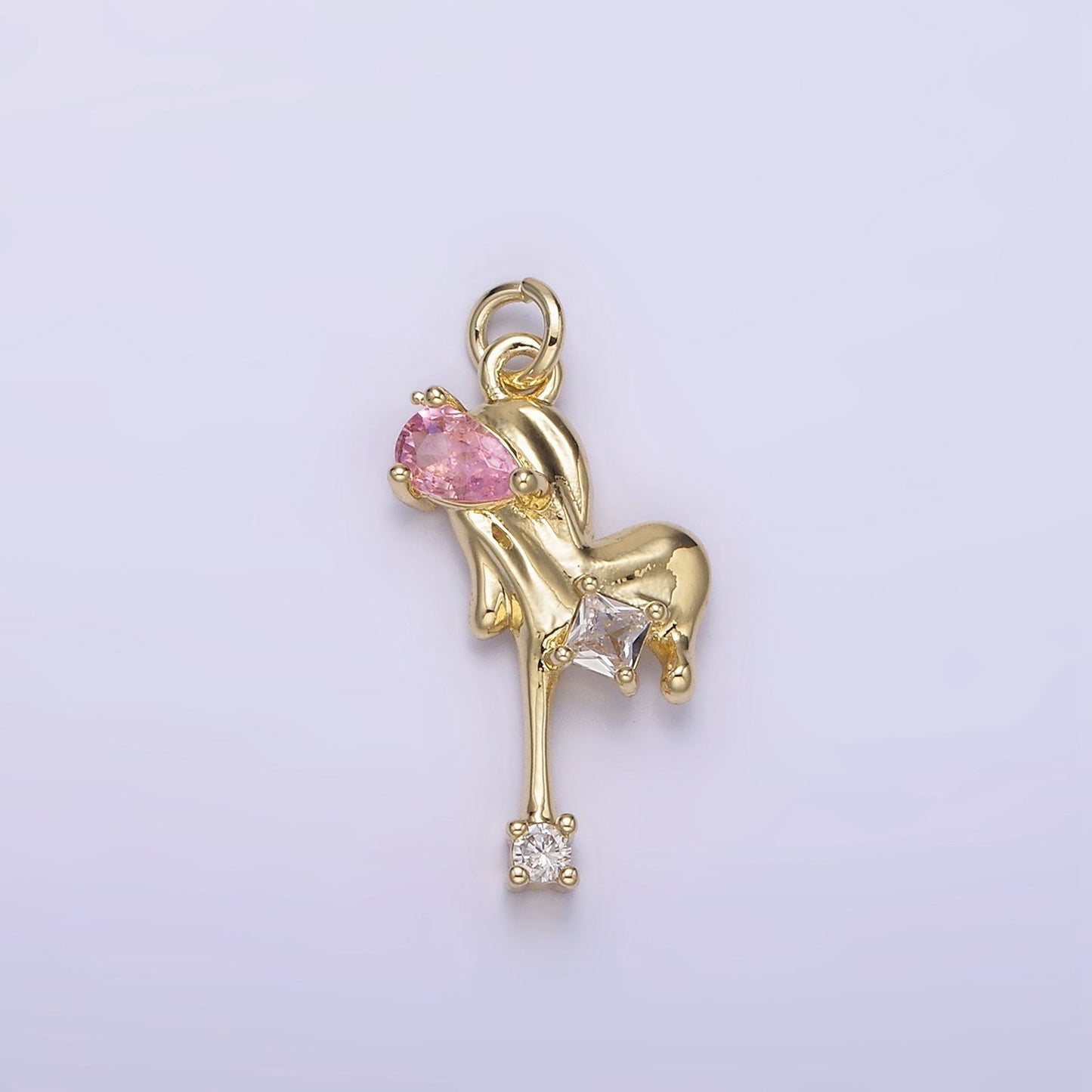 Dainty Gold Dripping Heart Pendant With Cz Stone Bloody Heart Melted Heart Charm for Necklace Bracelet Earring Supply AG-235