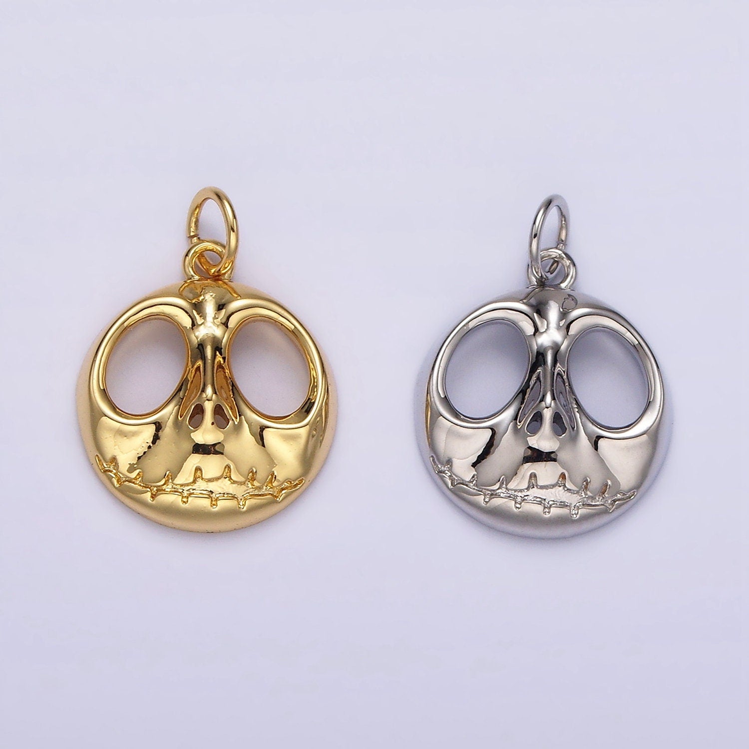 14K Gold Filled Jack Nightmare Before Christmas Open Round Charm in Gold & Silver | AG398 AG399