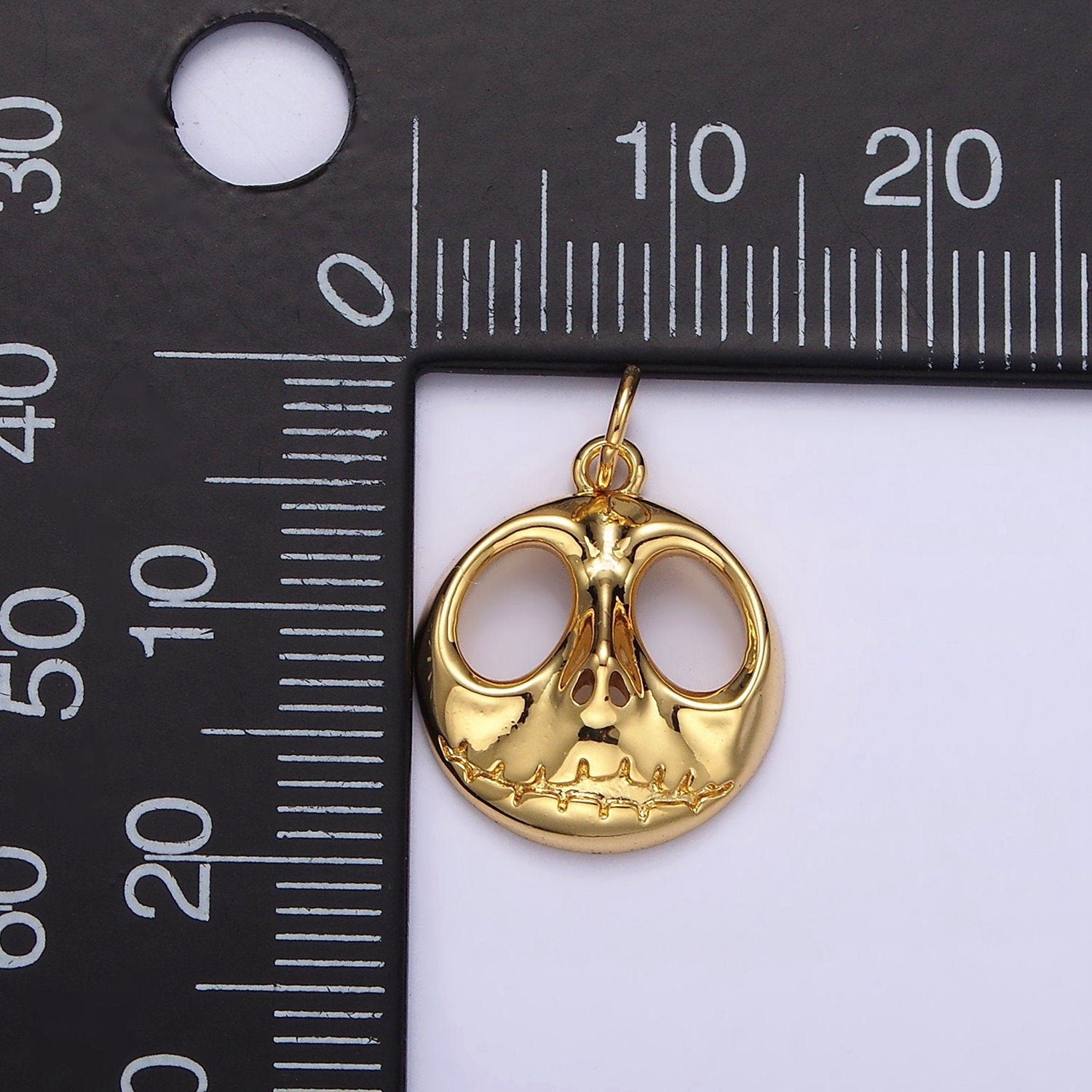 14K Gold Filled Jack Nightmare Before Christmas Open Round Charm in Gold & Silver | AG398 AG399