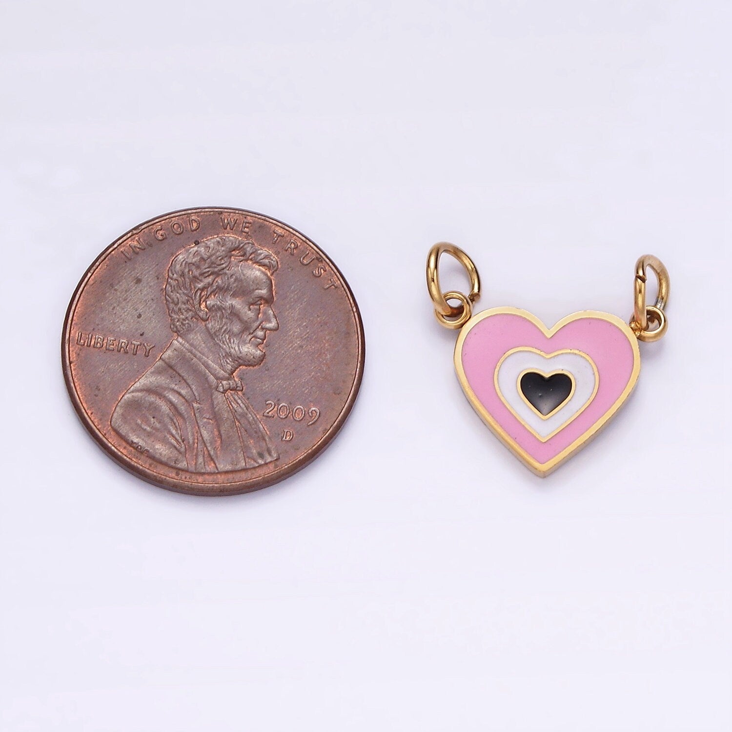 Stainless Steel 10mm Pink Heart Connector in Gold & Silver | G891 G892