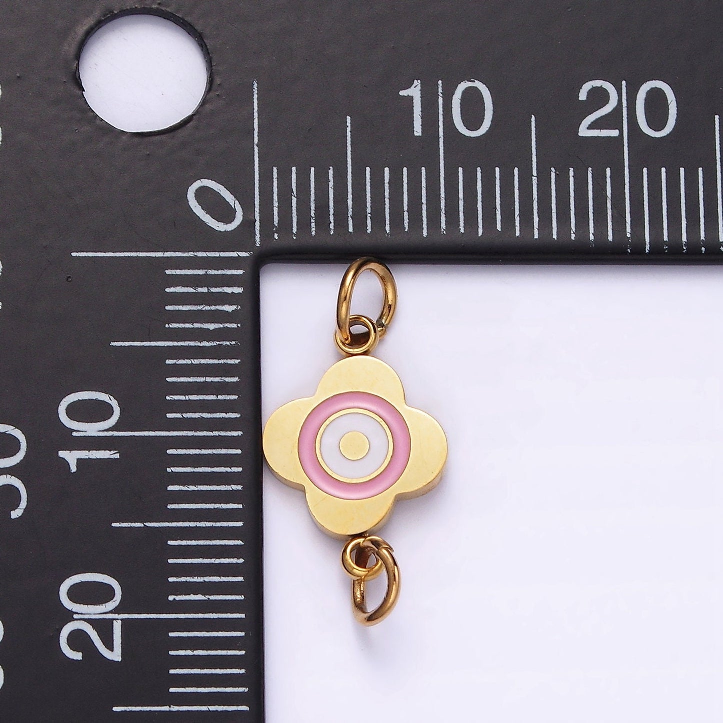 Stainless Steel 10mm Pink Flower Quatrefoil Connector in Gold & Silver | G893 G894