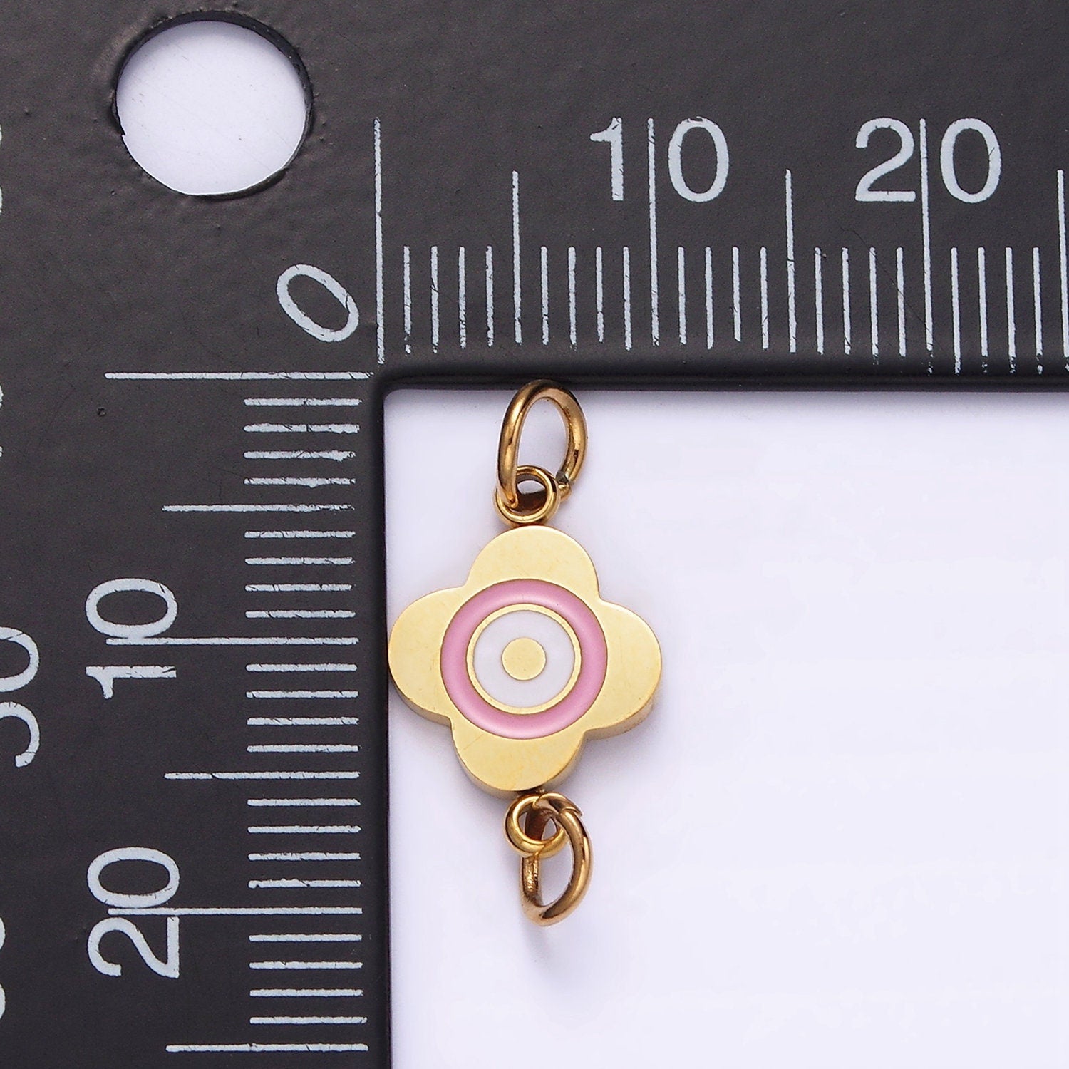 Stainless Steel 10mm Pink Flower Quatrefoil Connector in Gold & Silver | G893 G894