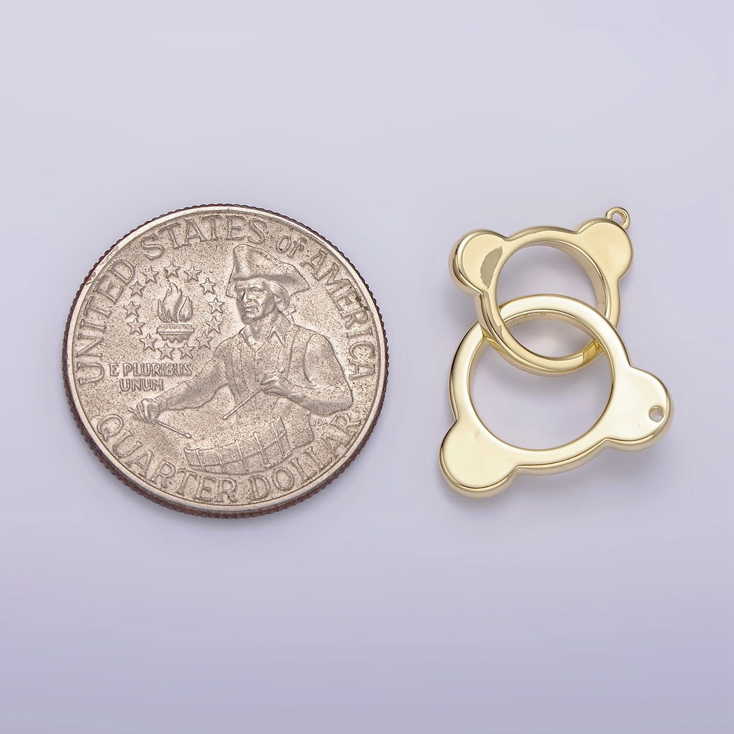 Gold Filled Double Open Bear Animal Ears Connector G-935
