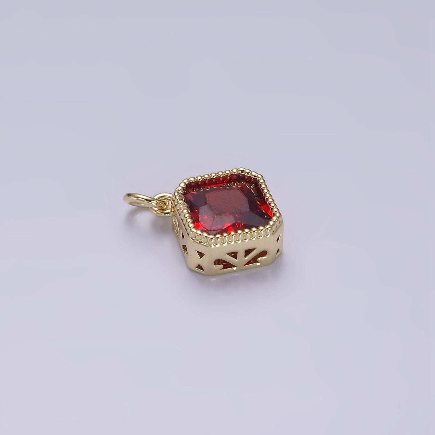 Dainty 14K Gold Filled Clear, Pink, Red Rhombus CZ Pendant for Dangle Charm Necklace Bracelet | AG316 - AG318
