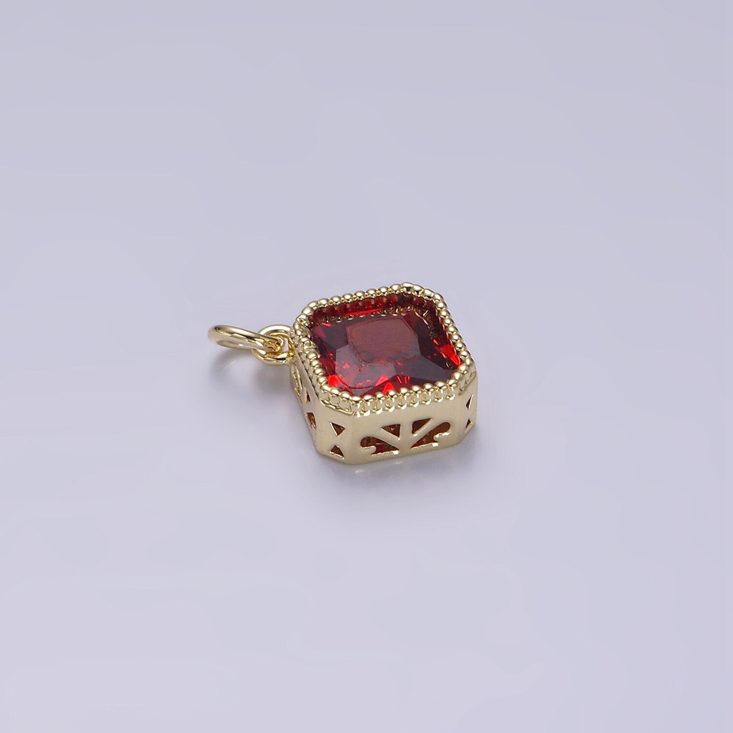 Dainty 14K Gold Filled Clear, Pink, Red Rhombus CZ Pendant for Dangle Charm Necklace Bracelet | AG316 - AG318