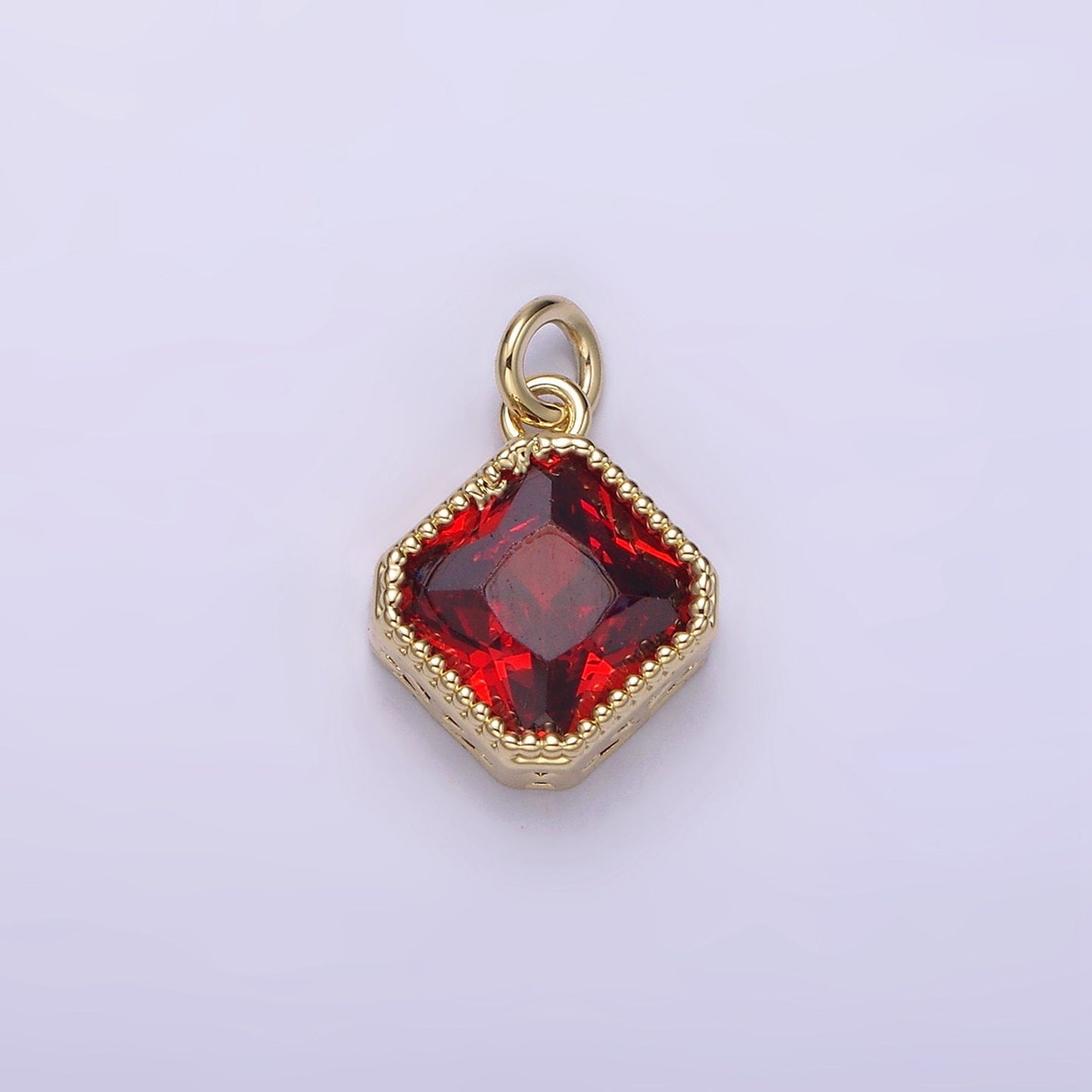 Dainty 14K Gold Filled Clear, Pink, Red Rhombus CZ Pendant for Dangle Charm Necklace Bracelet | AG316 - AG318