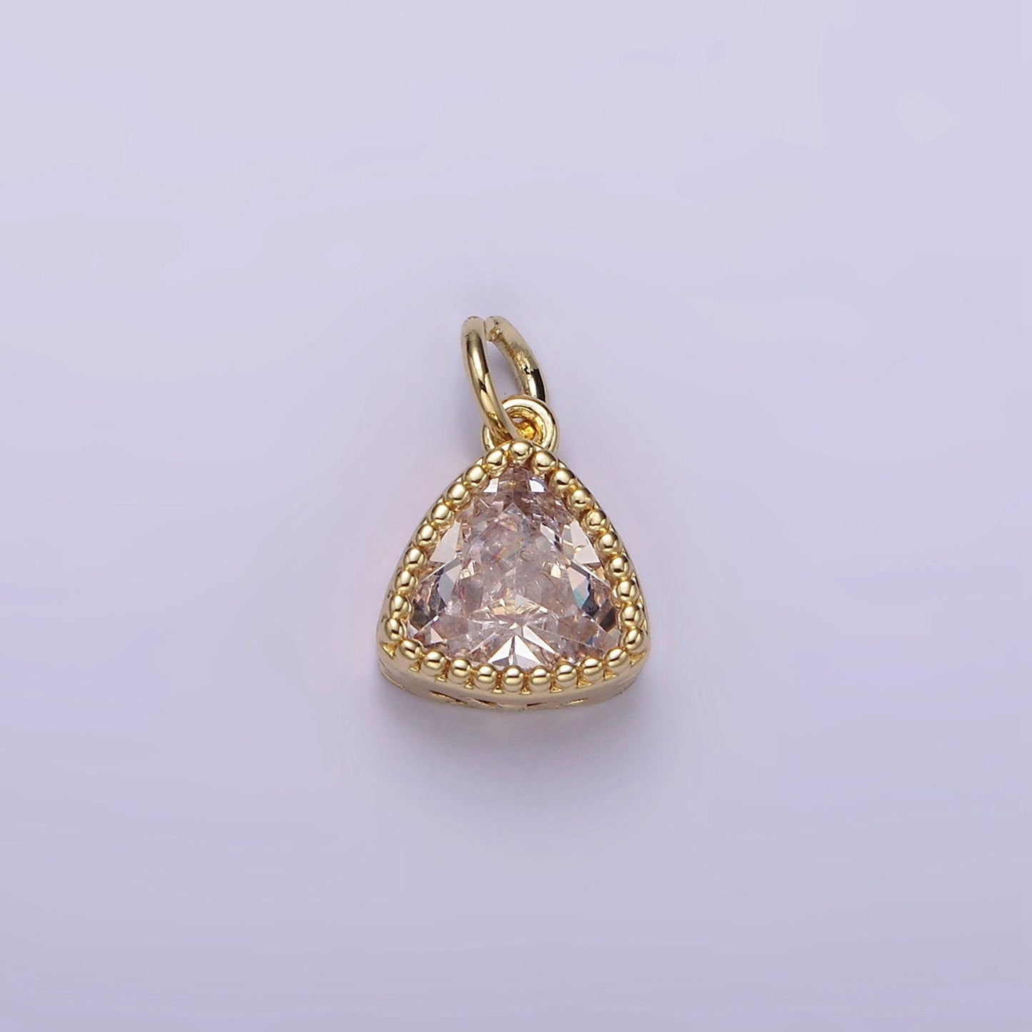 Dainty 14K Gold Filled Clear, Pink, Red Triangle CZ Pendant for Dangle Charm Necklace Bracelet | AG310 - AG313